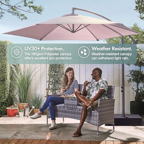 VonHaus Banana Ombrellone Sospeso da Giardino 3 m Grigio