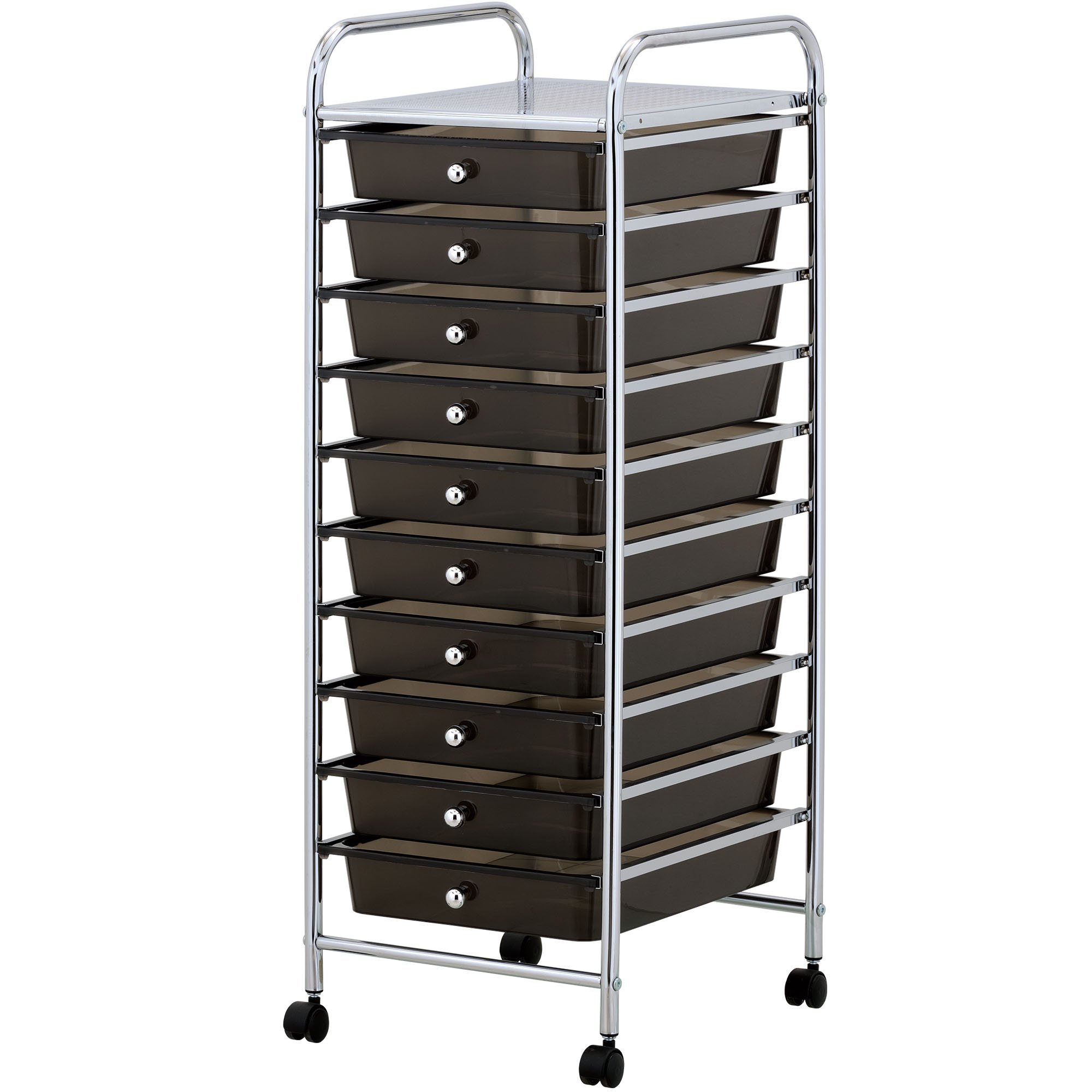 Vonhaus Carrello 10 Cassetti Nero con Ruote 89 cm