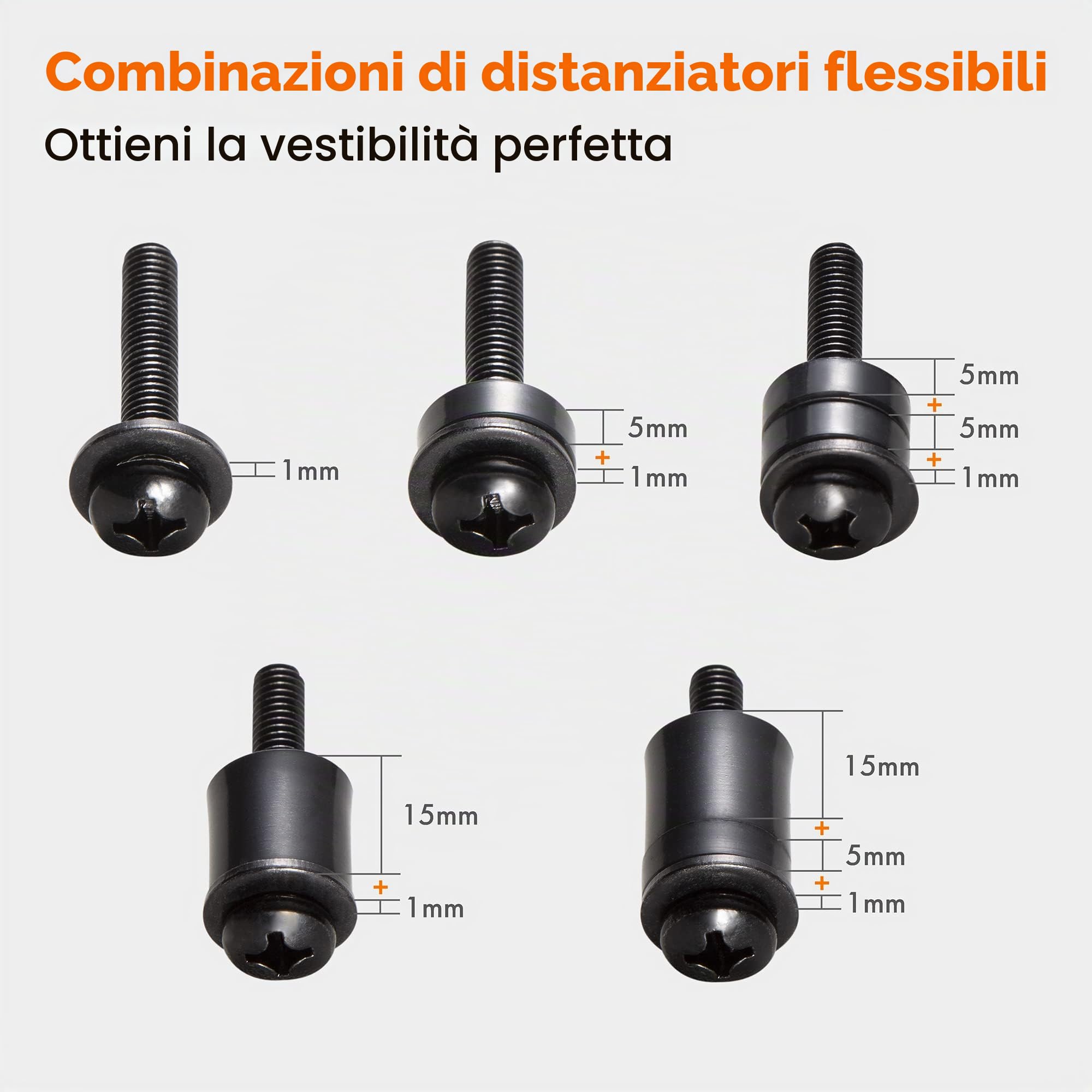 VonHaus set viti supporto TV 68 pz universale acciaio nero