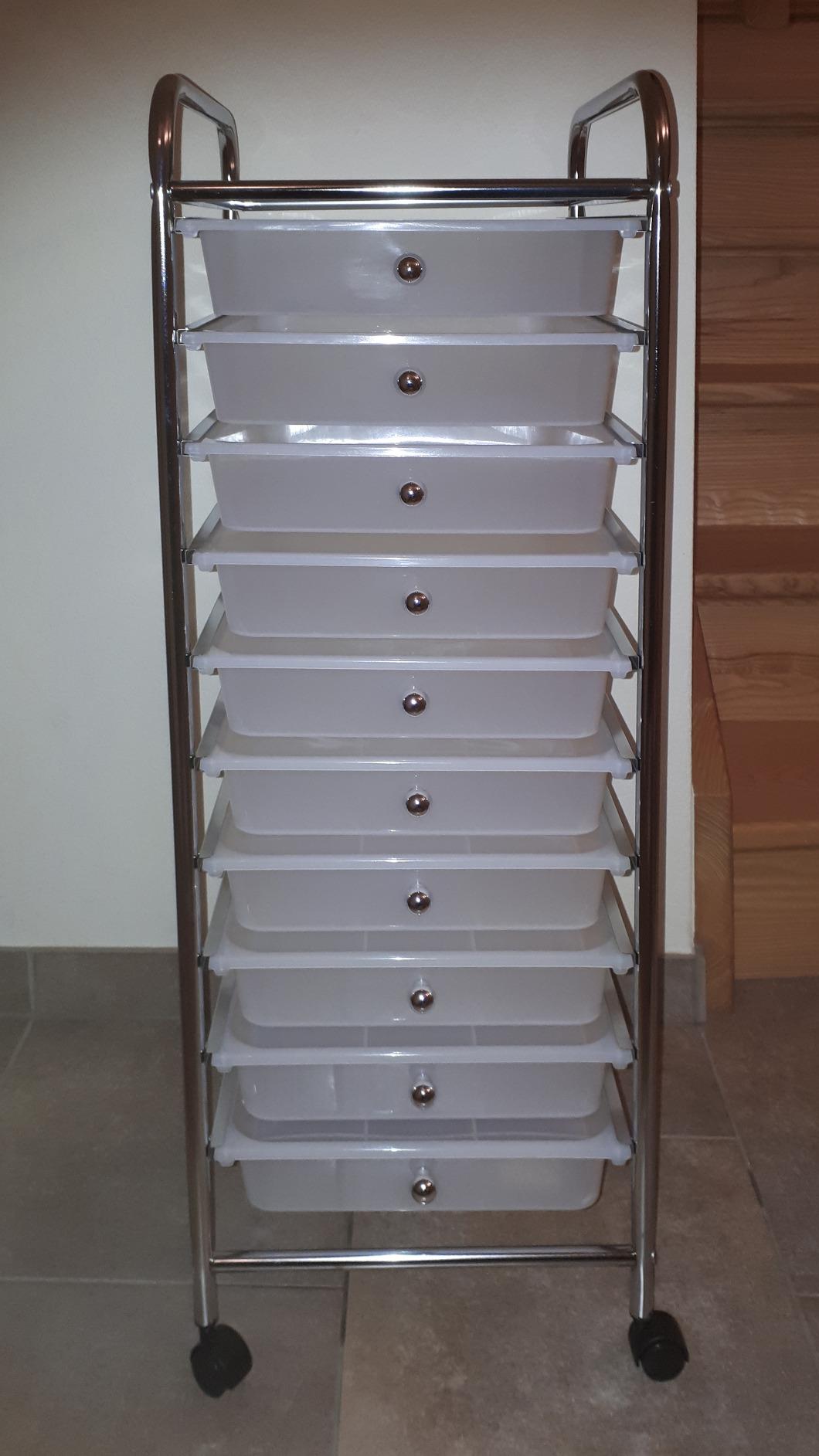 VonHaus carrello cassettiera 10 cassetti bianco con ruote