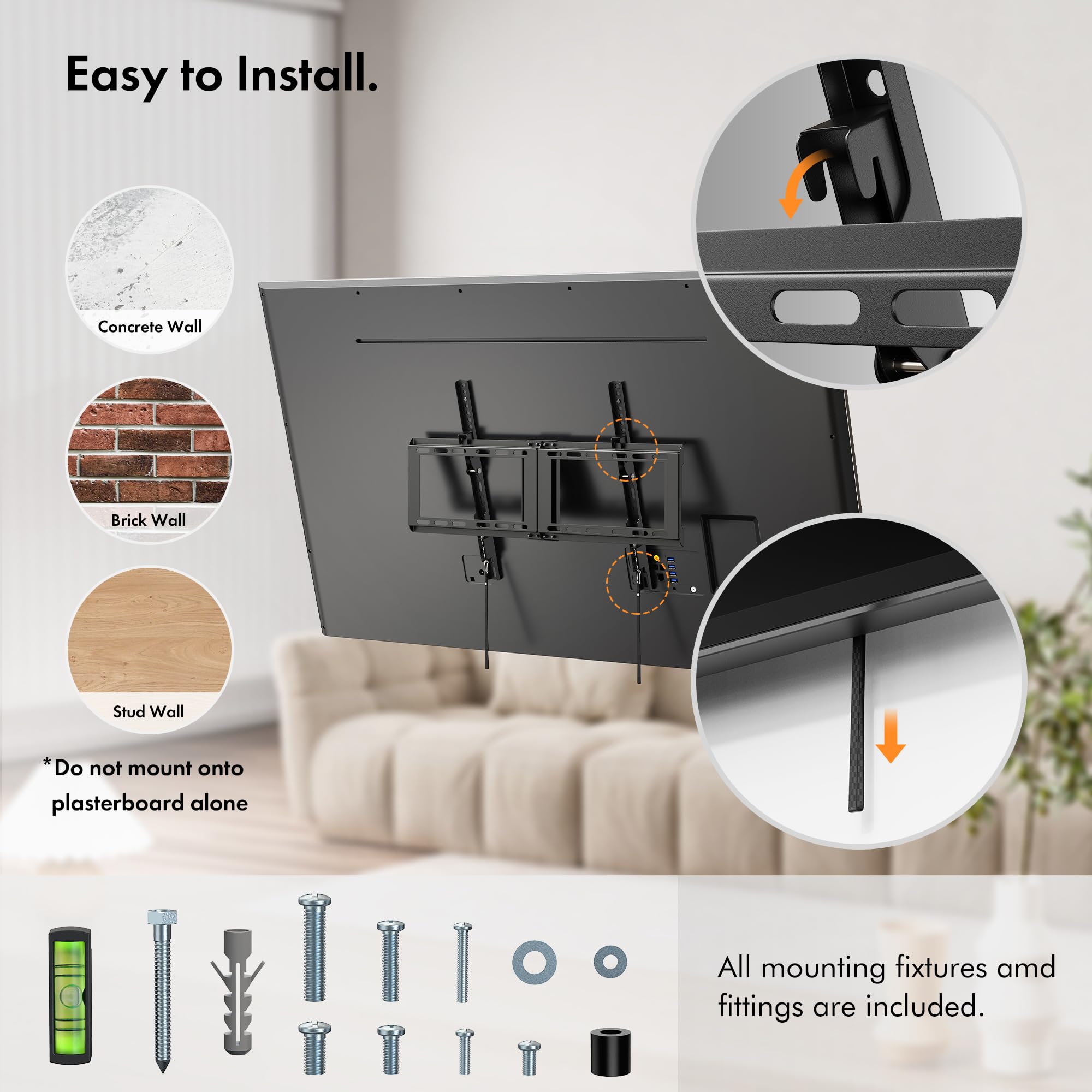 VonHaus supporto TV parete 37-82" inclinabile 60 kg slim