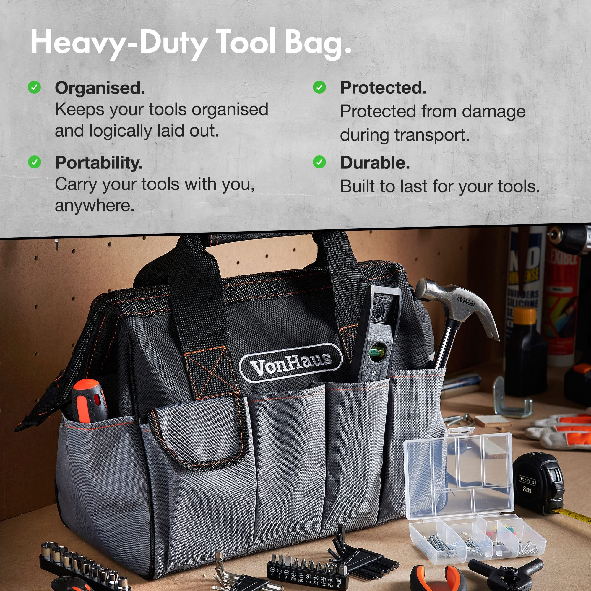 VonHaus Kit Attrezzi Casa 92 Pezzi con Borsa