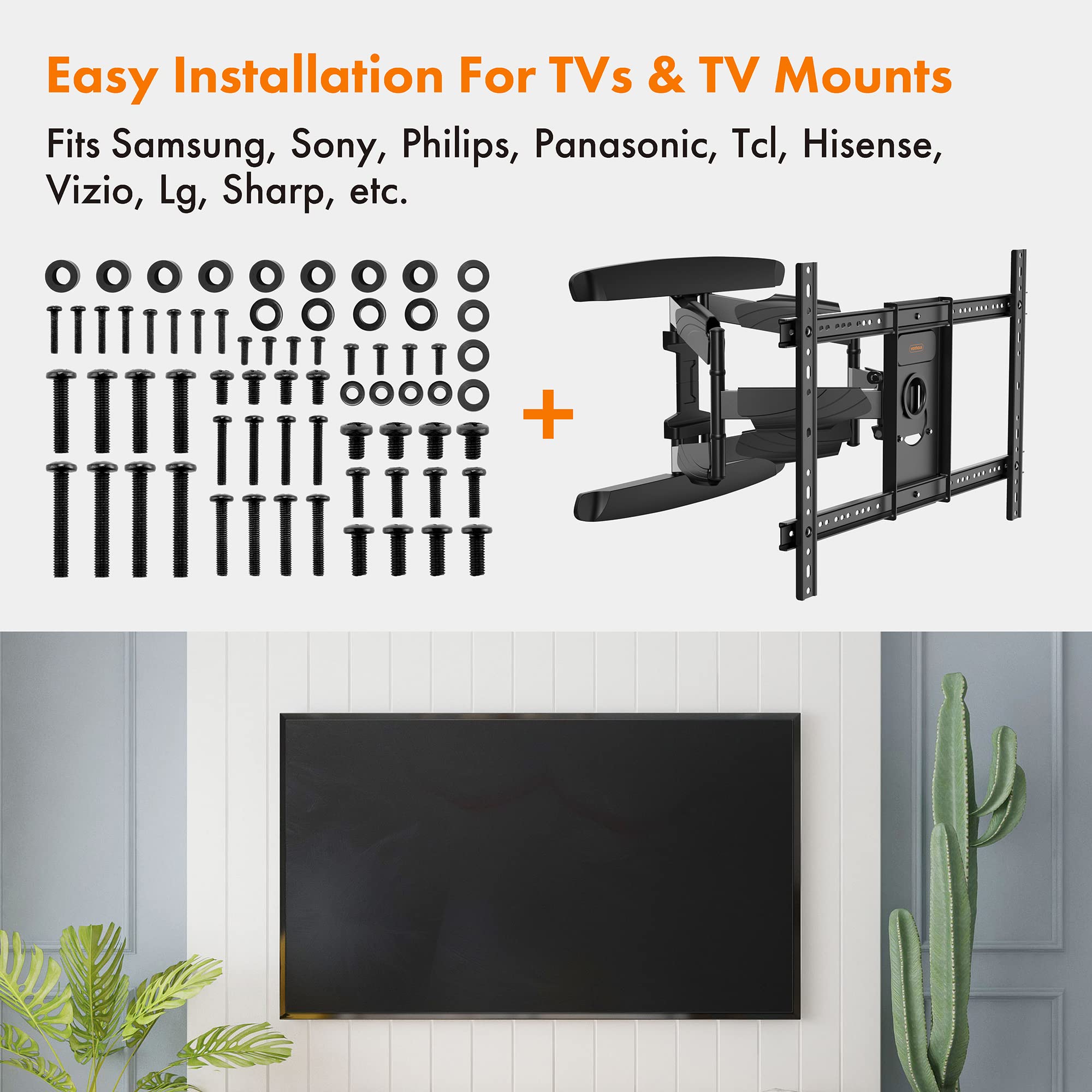 VonHaus set viti supporto TV 68 pz universale acciaio nero