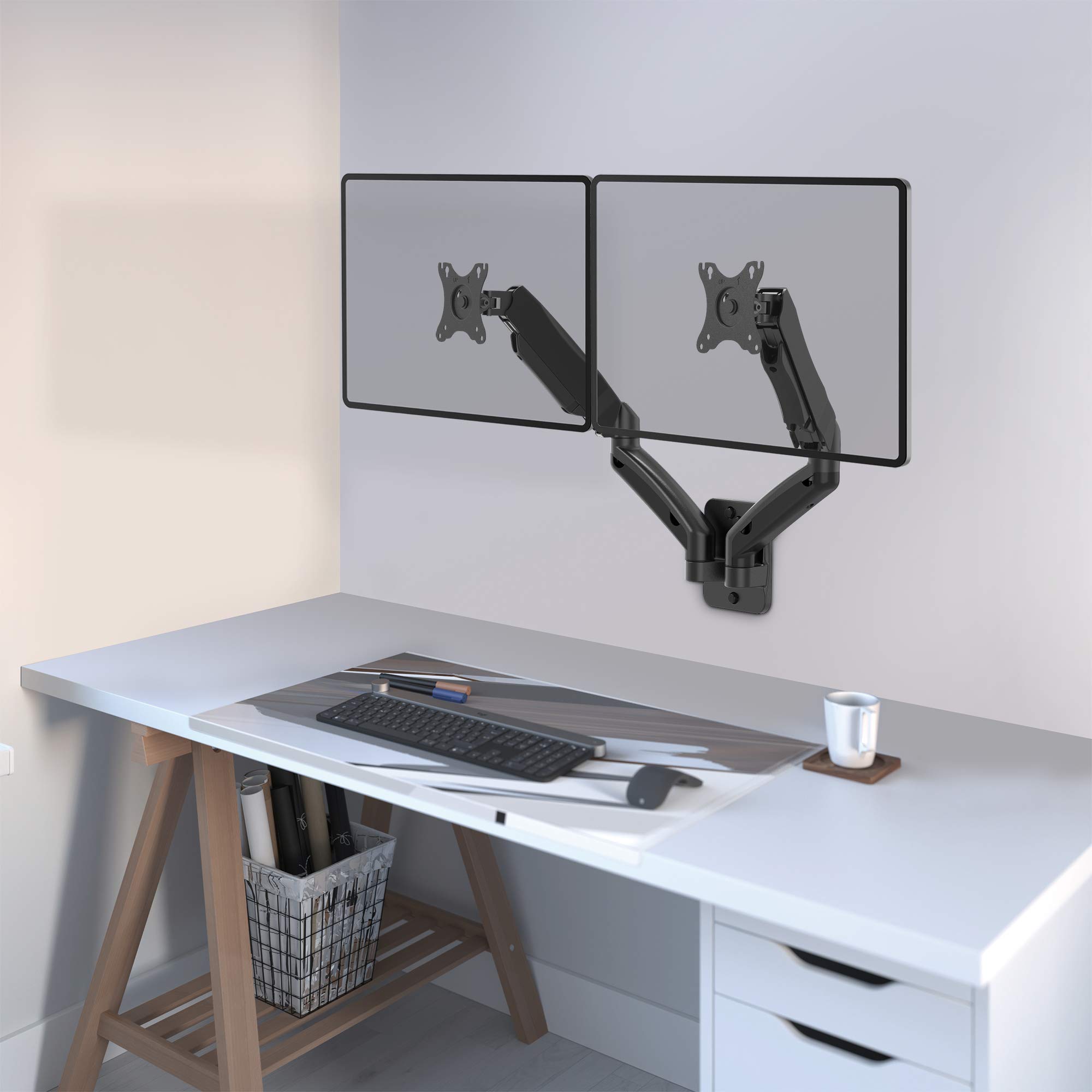 VonHaus Supporto parete doppio monitor 17-27 pollici VESA
