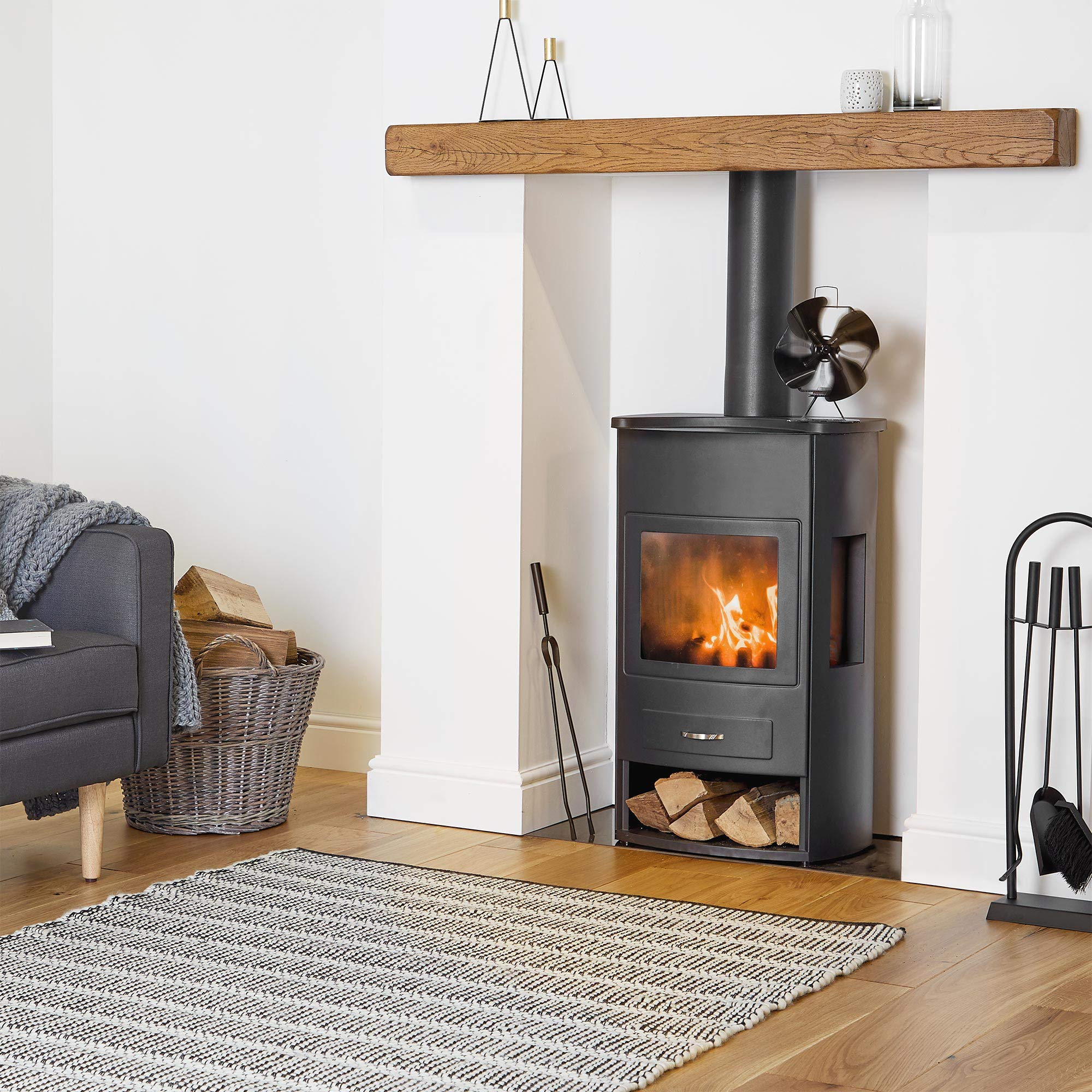 Vonhaus Ventilatore per Stufa XL 4 Pale Termoelettrico