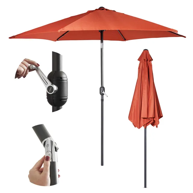 VonHaus Ombrellone Esterno 2,7 m Arancione Inclinabile UV50+