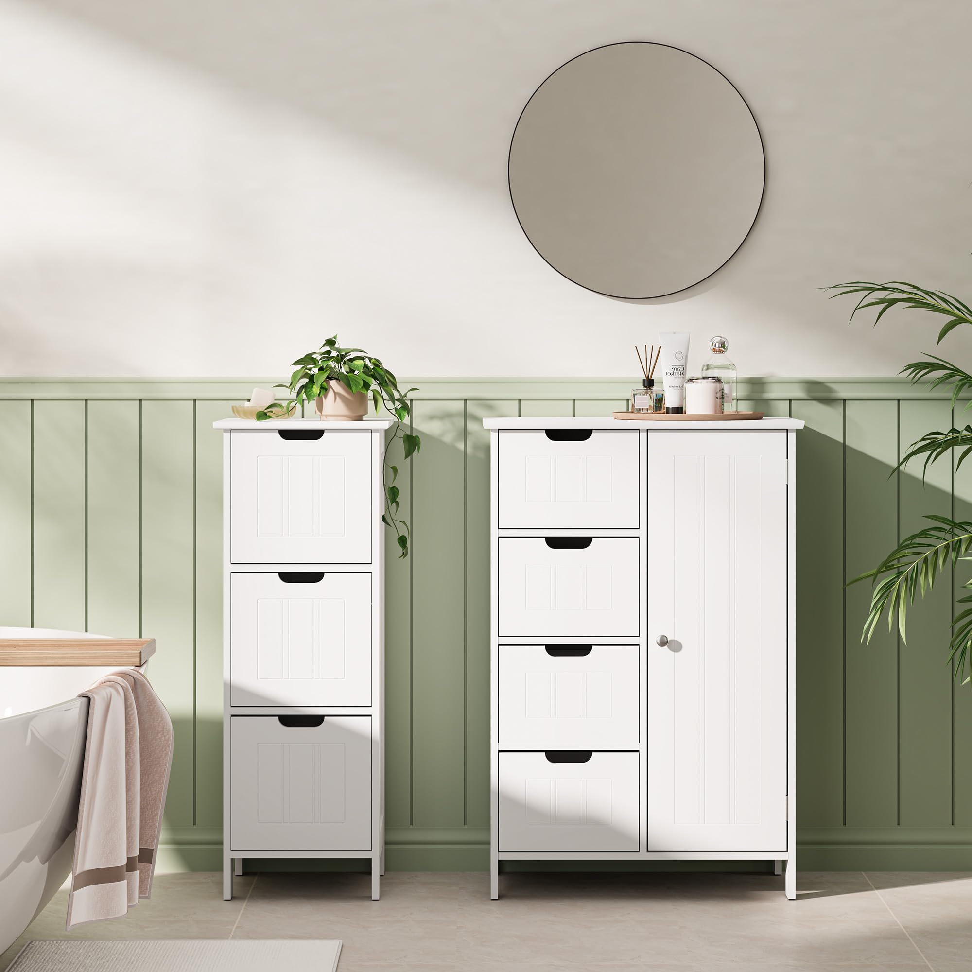 VonHaus mobiletto 3 cassetti bianco coloniale 30x30x81