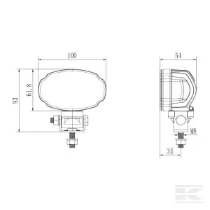 Faro da lavoro LED ovale 20W 3000 lumen bianco 12V 24V