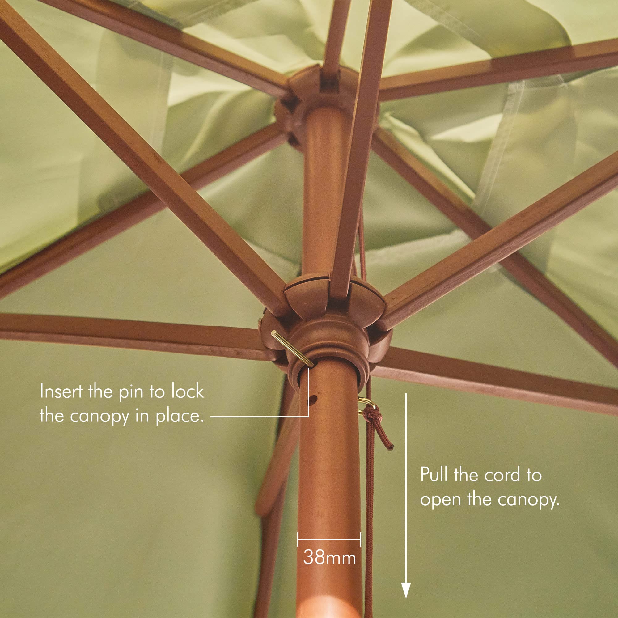 VonHaus Ombrellone legno 2 m giardino e patio