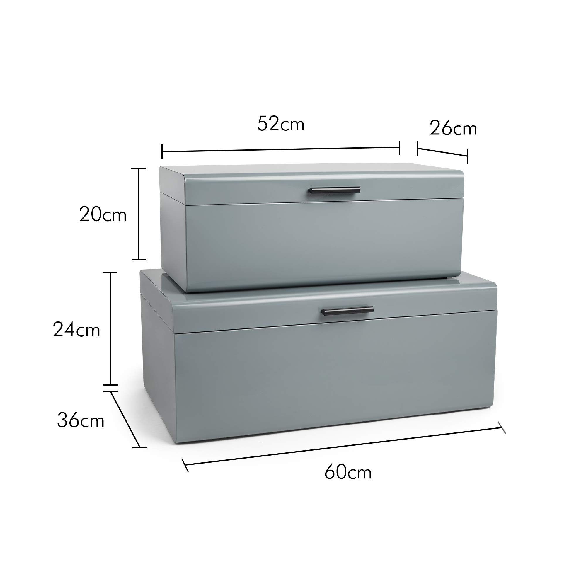 Vonhaus set 2 bauli carbone metallo grigio M+L