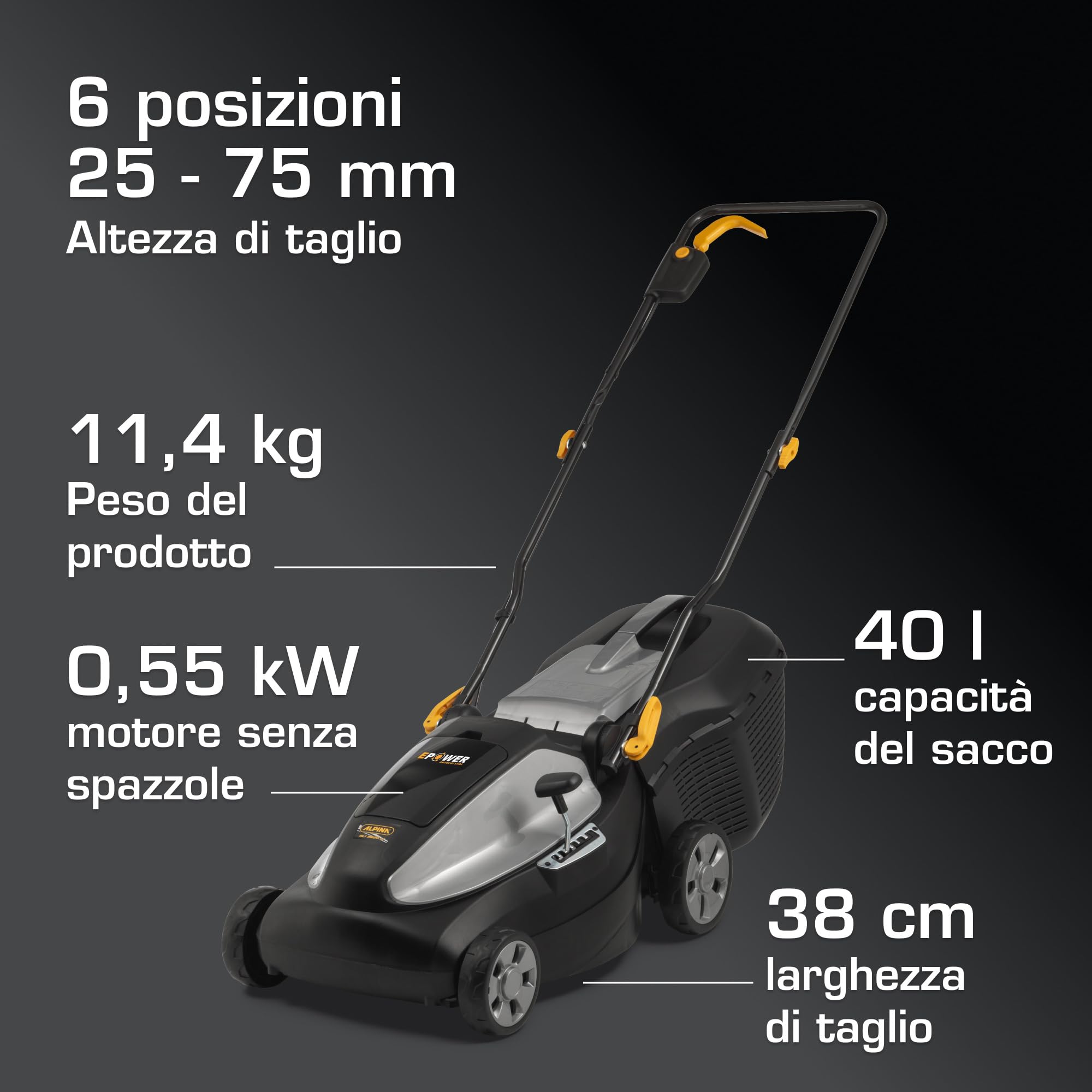 Alpina AL1 3820 Li Kit rasaerba a batteria 38 cm 2x4 Ah 350 m²