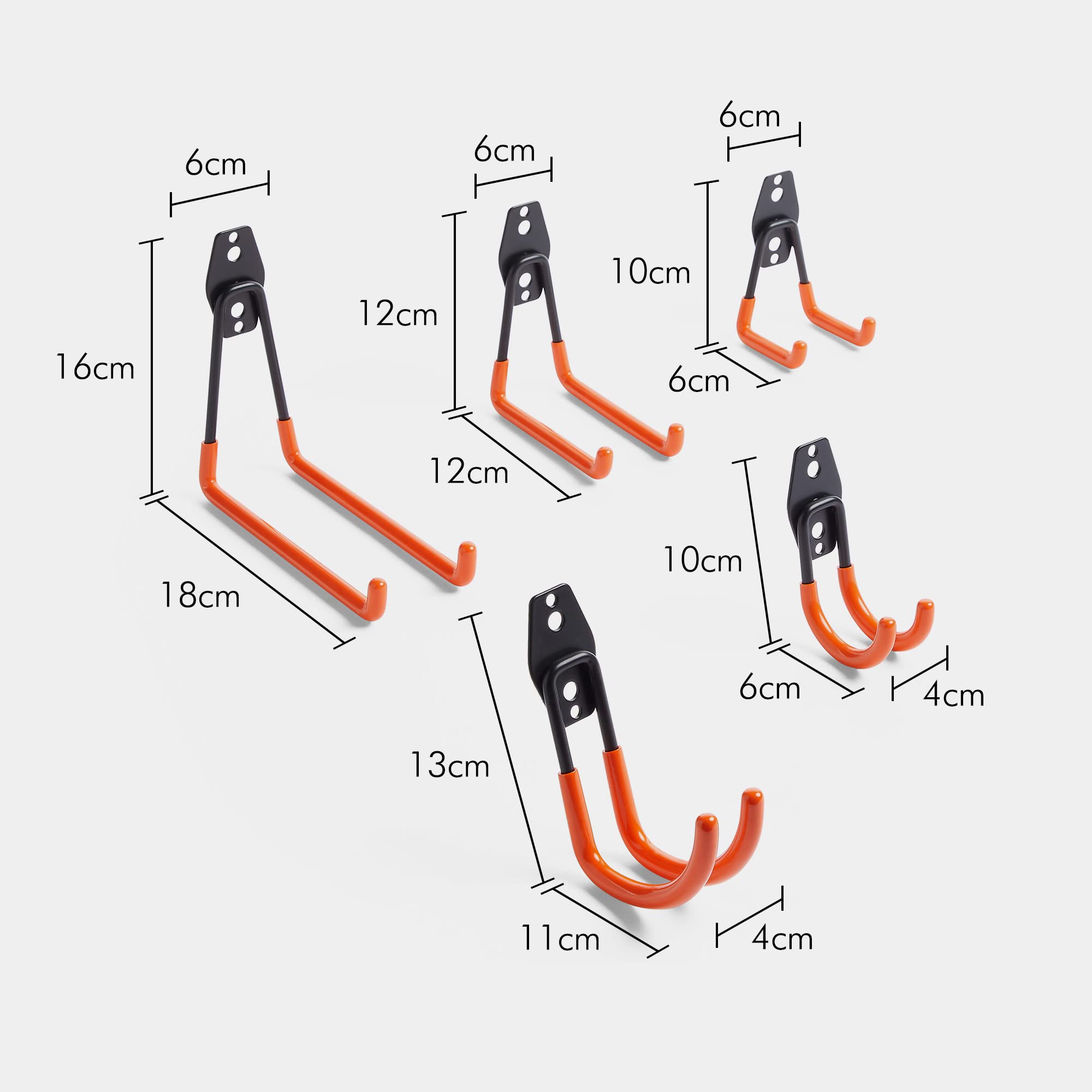 VonHaus Set 10 Ganci da Parete per Garage in Acciaio PVC