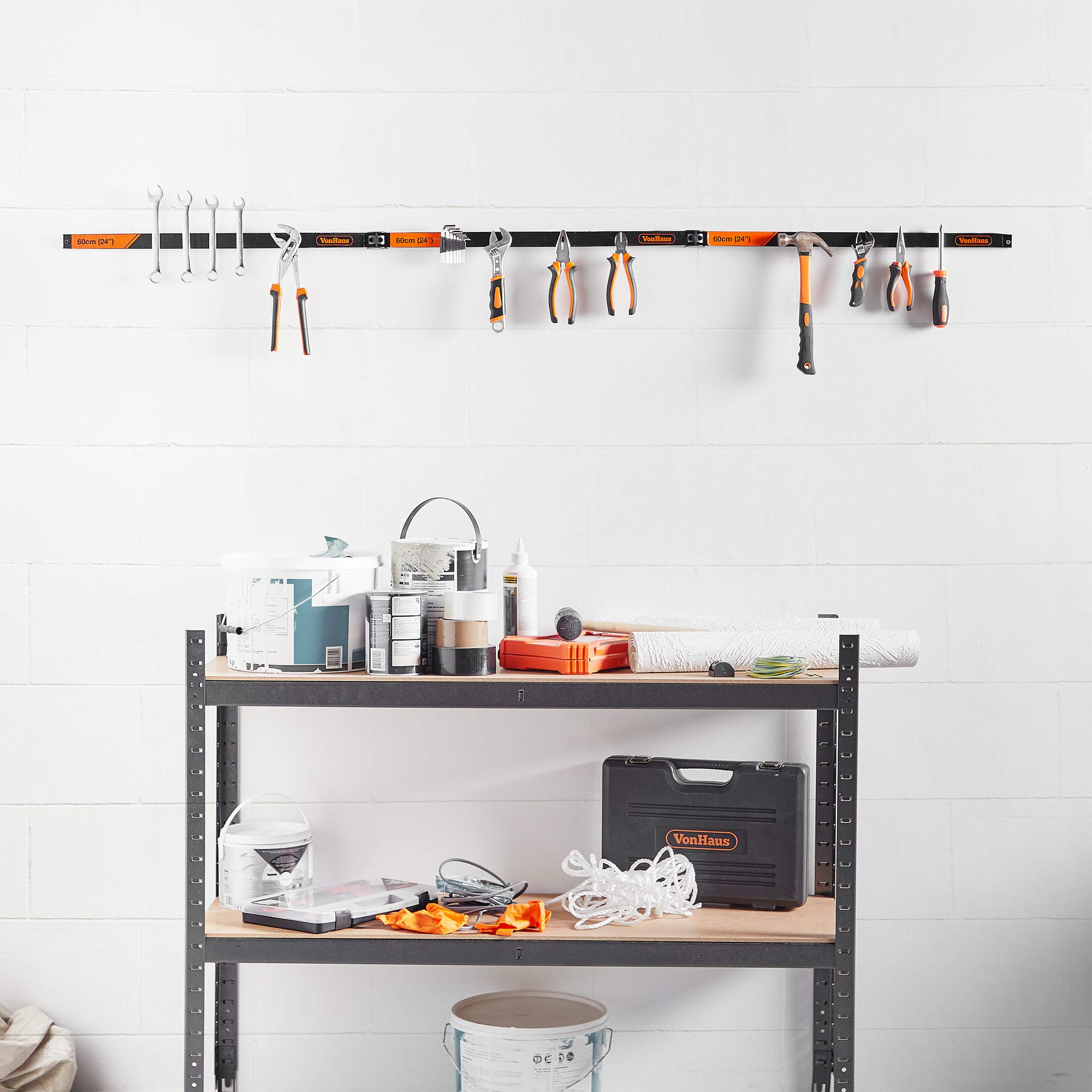VonHaus Portautensili Magnetici 3x60 cm Set 3 Barre da Muro