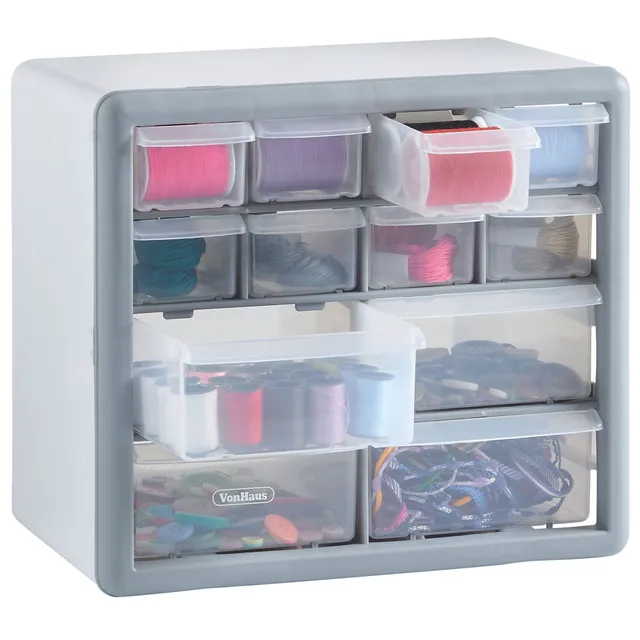 VonHaus Organizer 12 cassetti portaviti da parete grigio