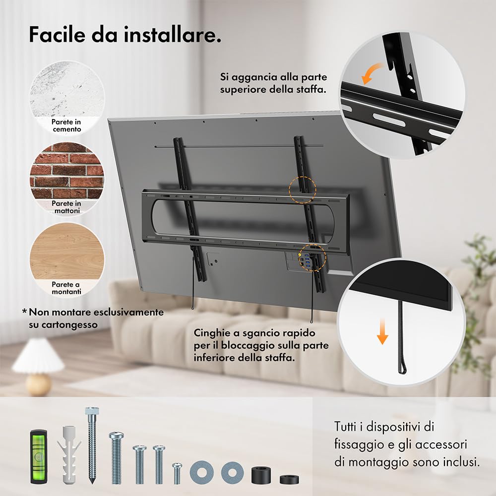 VonHaus Staffa TV Parete 60-120 Pollici 120 Kg Ultra Slim