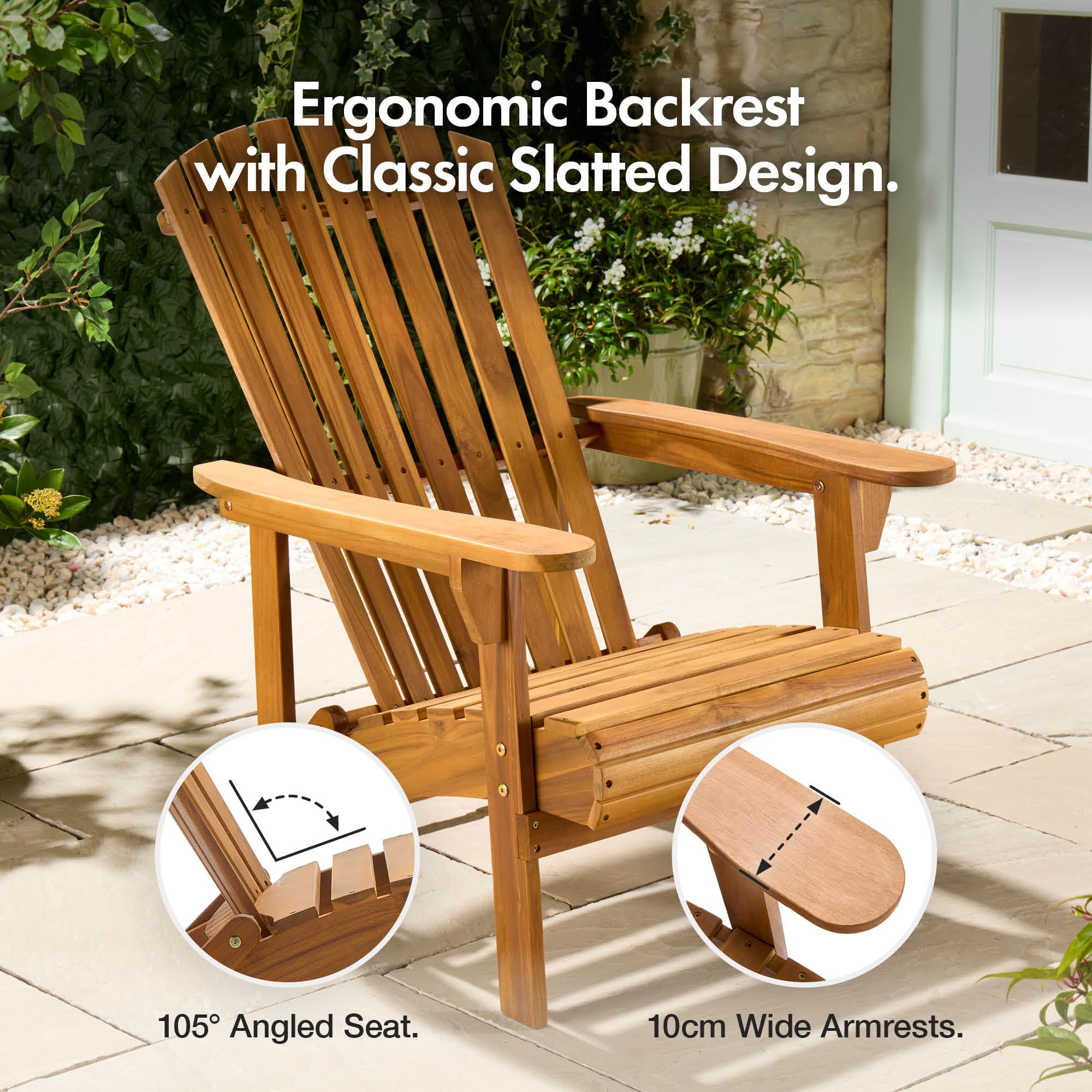 VonHaus Adirondack sedia giardino acacia oliata 150 kg