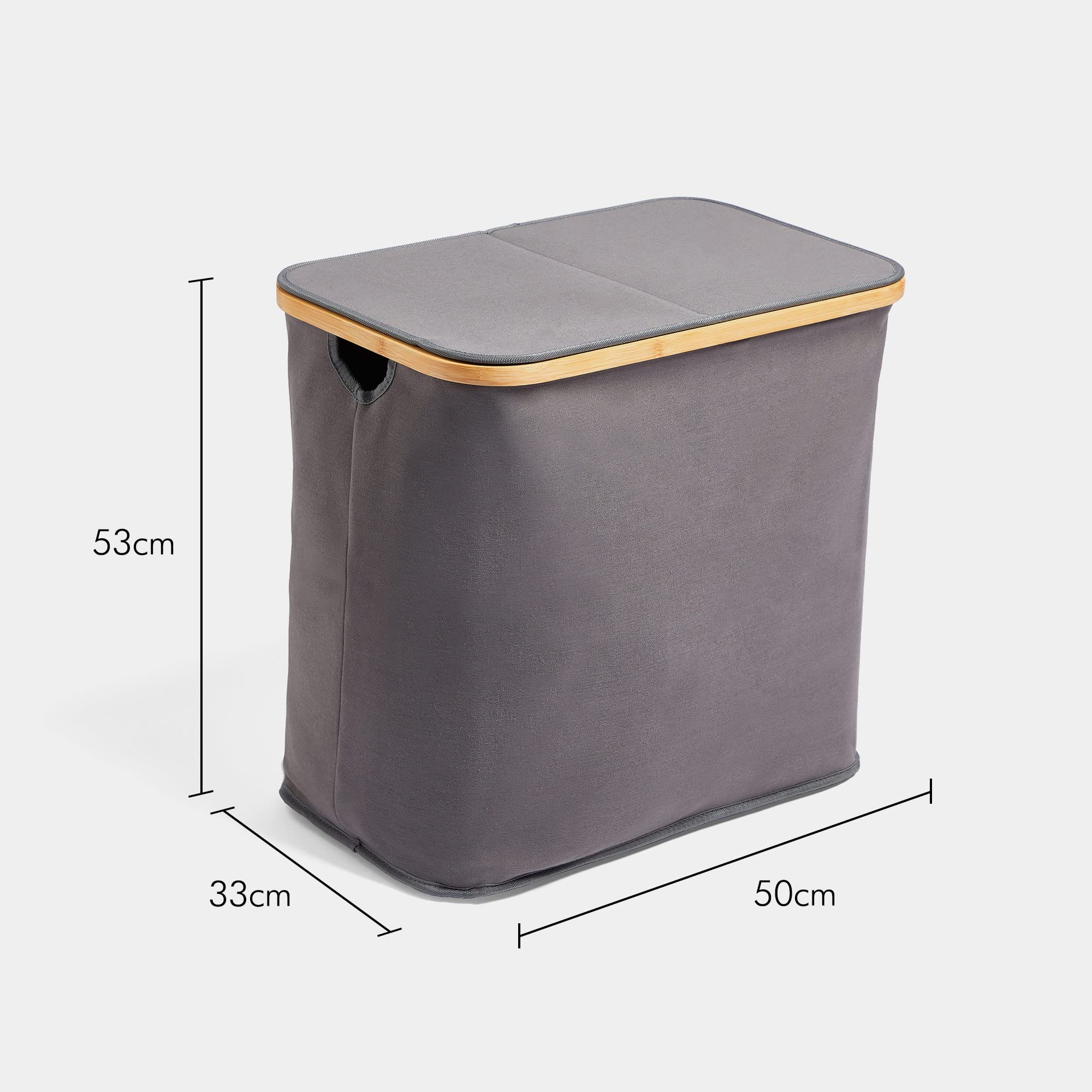 Vonhaus Cesto Portabiancheria 2 Scomparti Grigio 50x53x33
