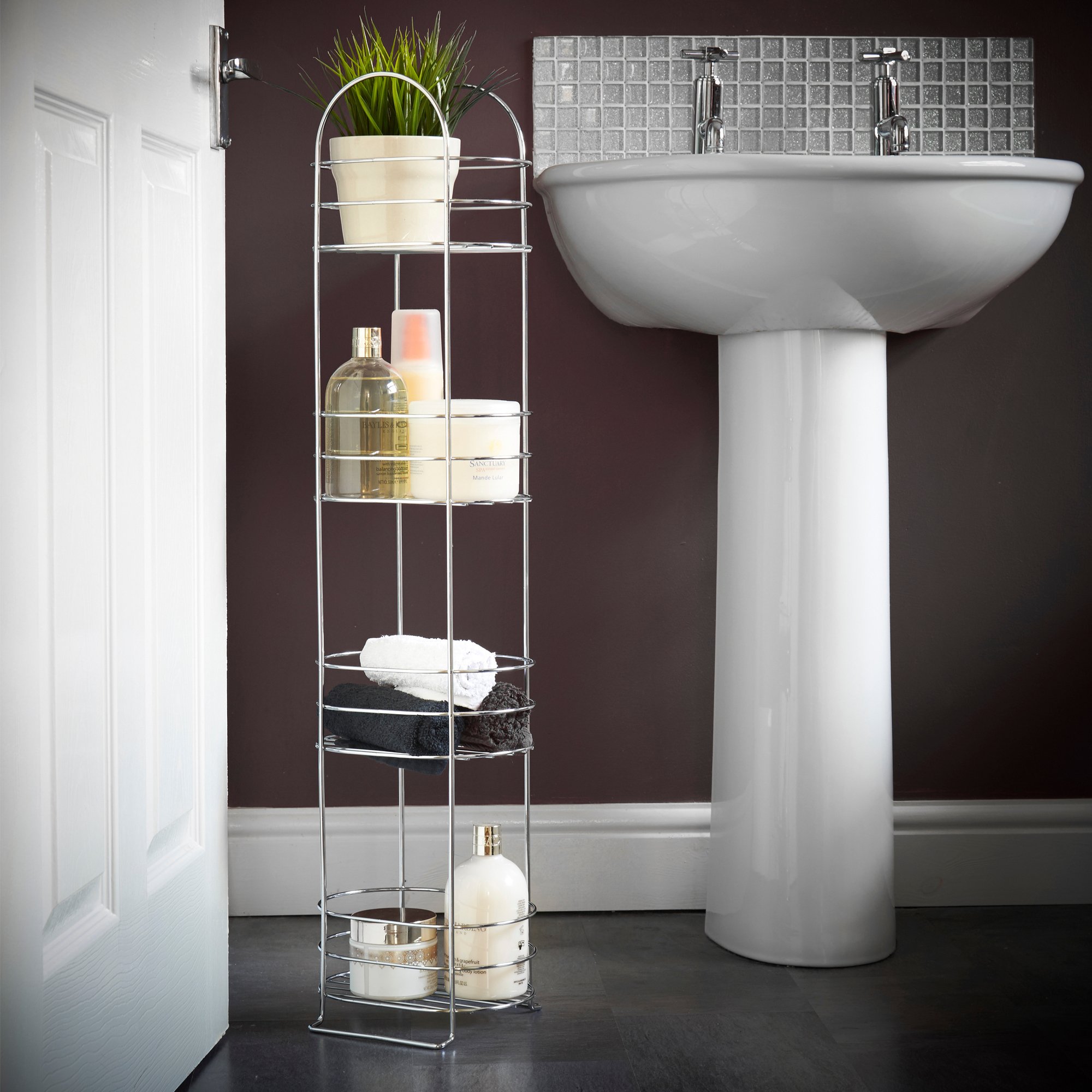 VonHaus Scaffale Bagno Cromato 4 Ripiani 87 cm