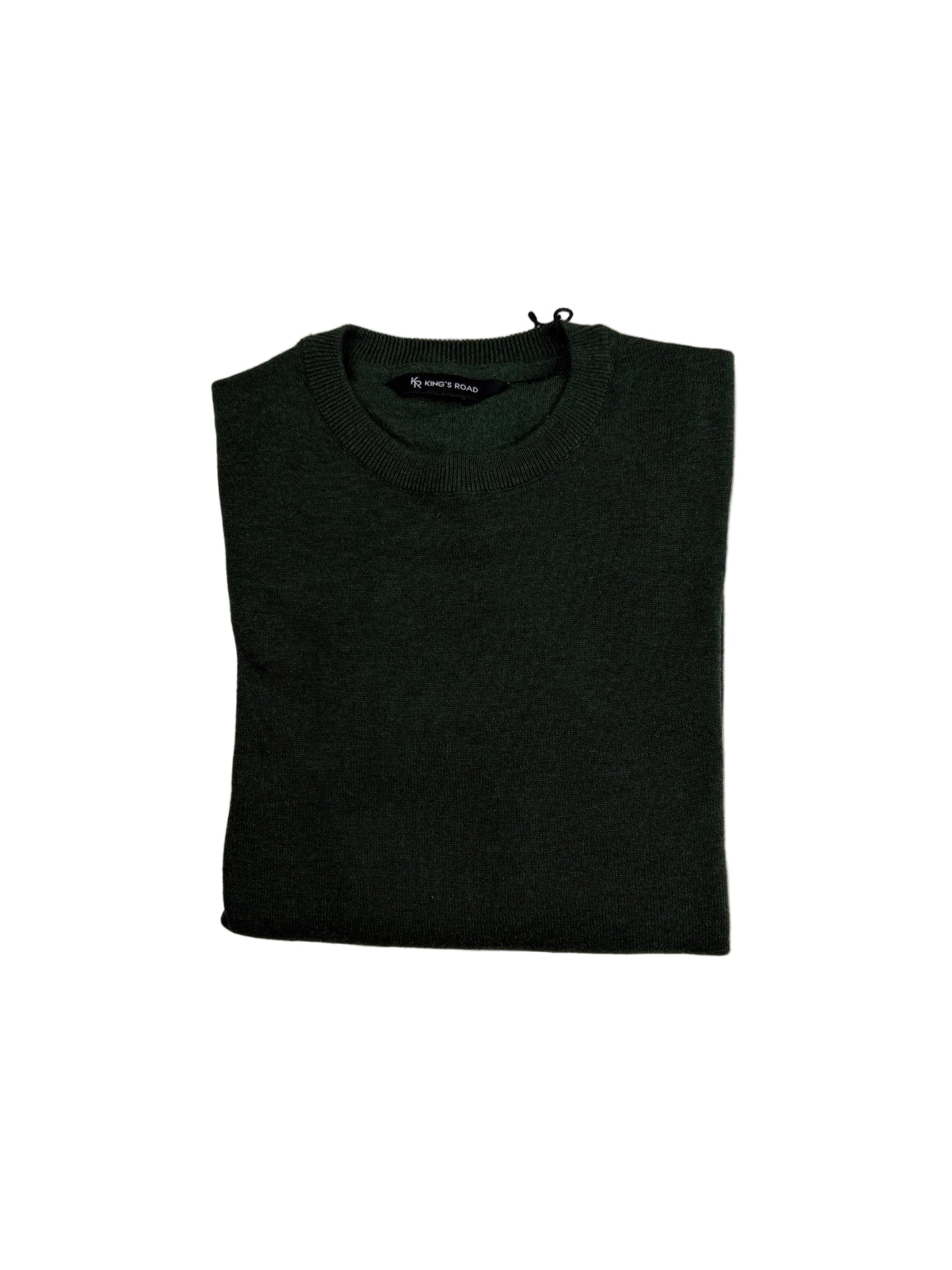 King's Road Becker O-Neck maglione uomo verde cotone