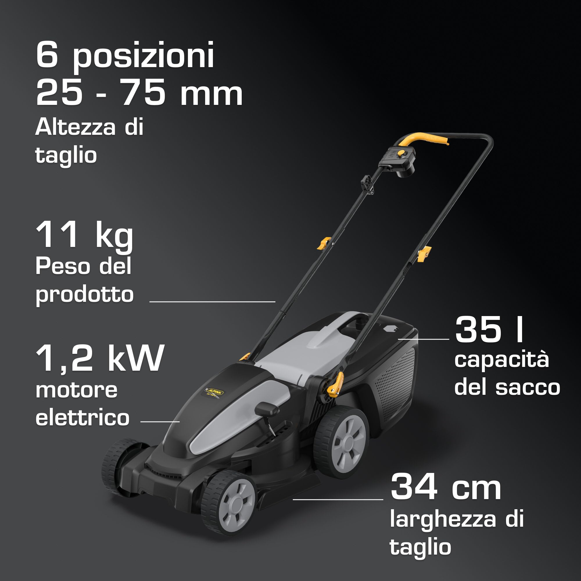 Alpina AL1 34 E Tagliaerba Elettrico 1200W 34cm 35L