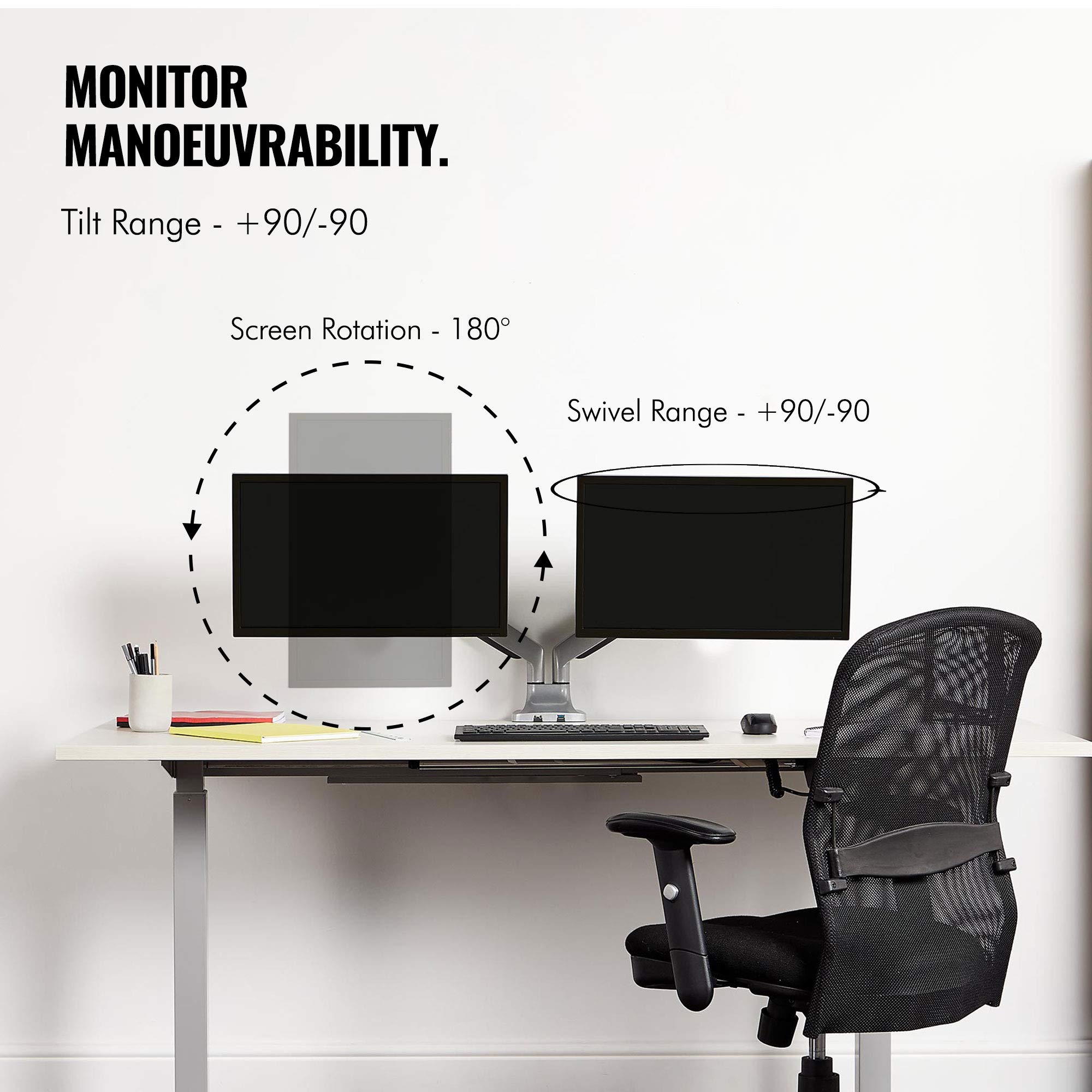 VonHaus braccio doppio monitor 13-32 pollici molla a gas USB