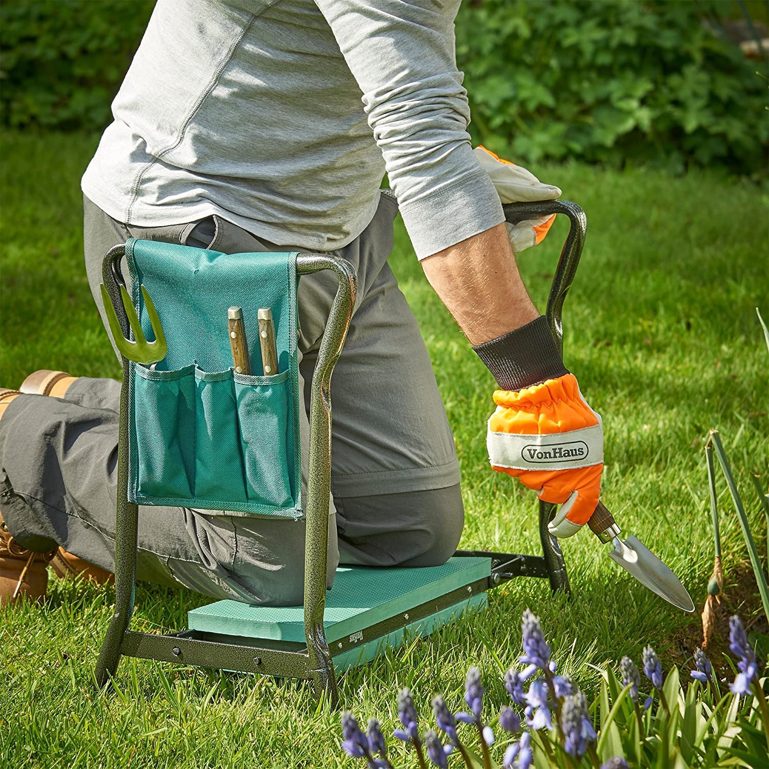 VonHaus Inginocchiatoio Sgabello Giardino Pieghevole Borsa