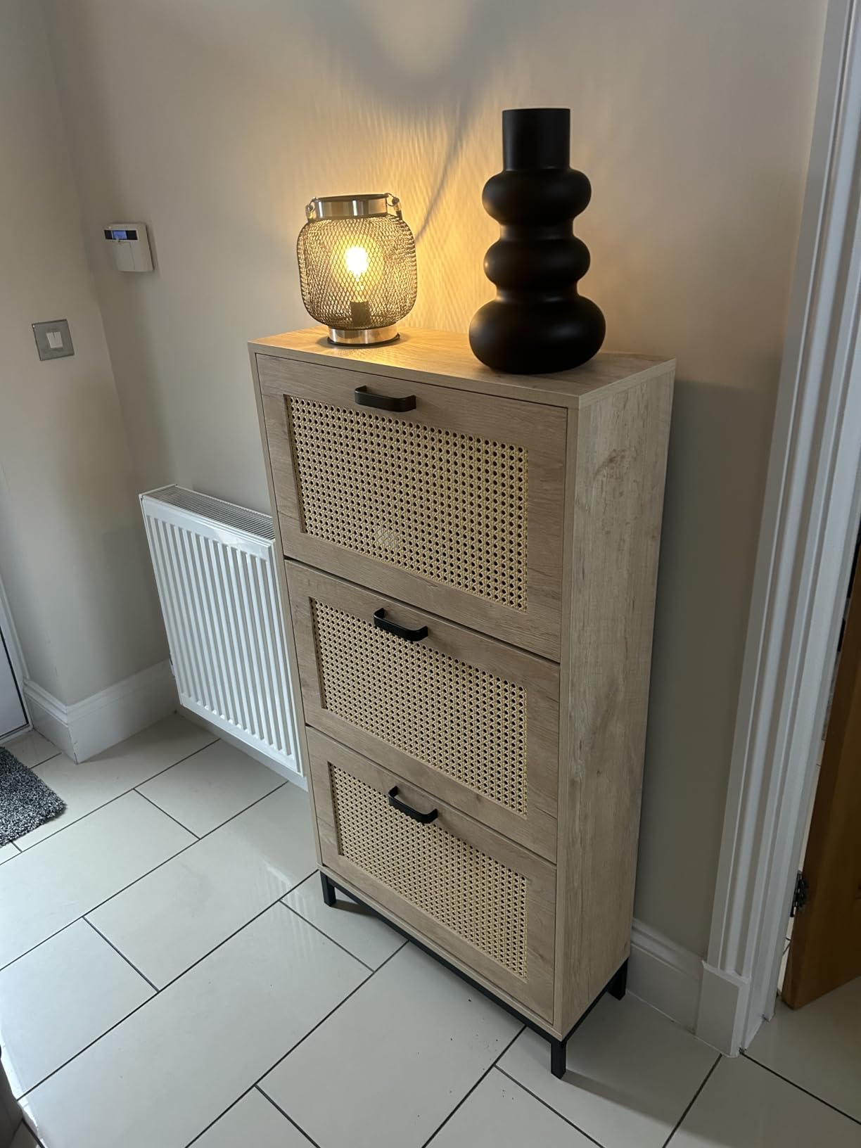 VonHaus Lena scarpiera rattan 3 cassetti 18 paia