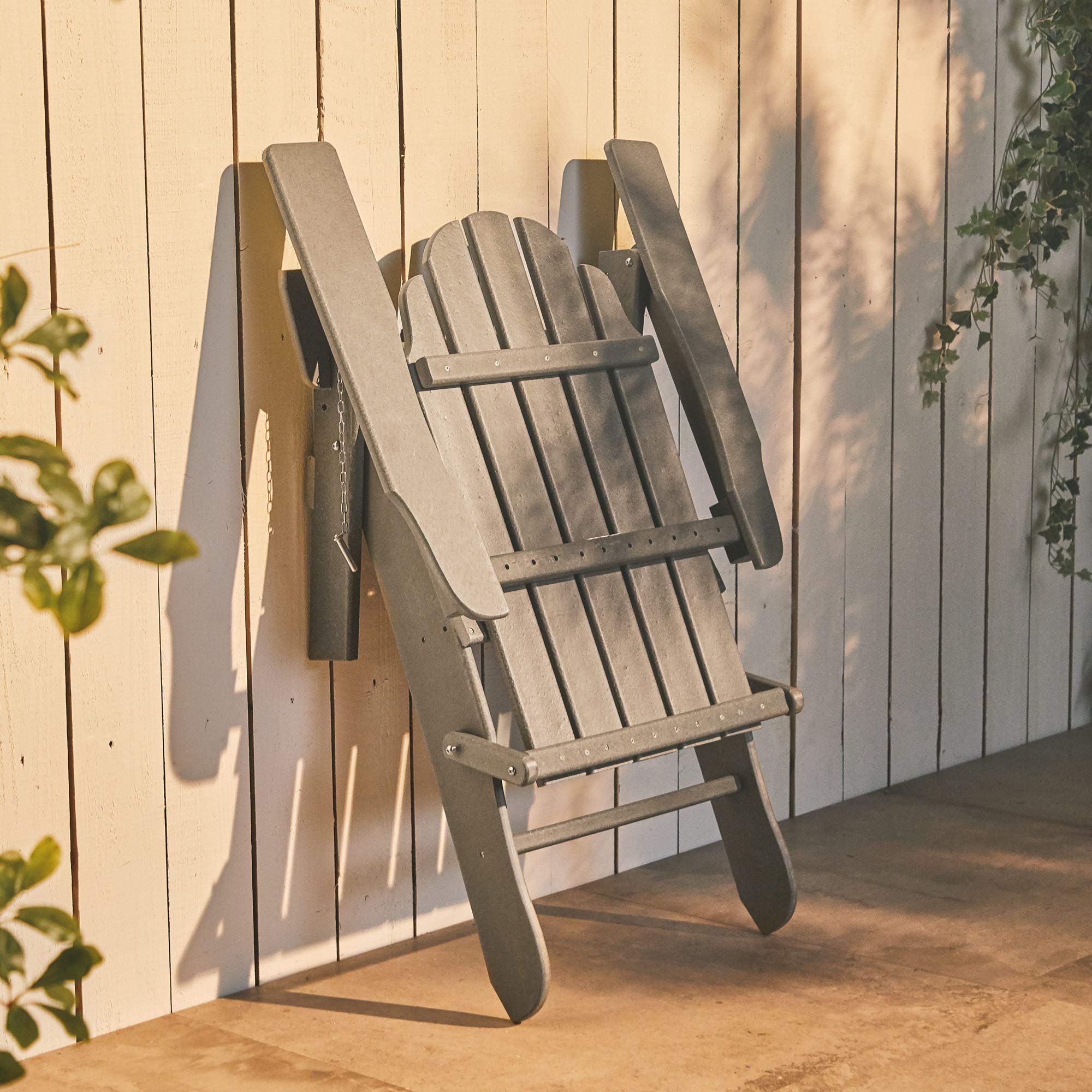 VonHaus Adirondack Set 2 Sedie Pieghevoli Grigio Plastica Riciclata