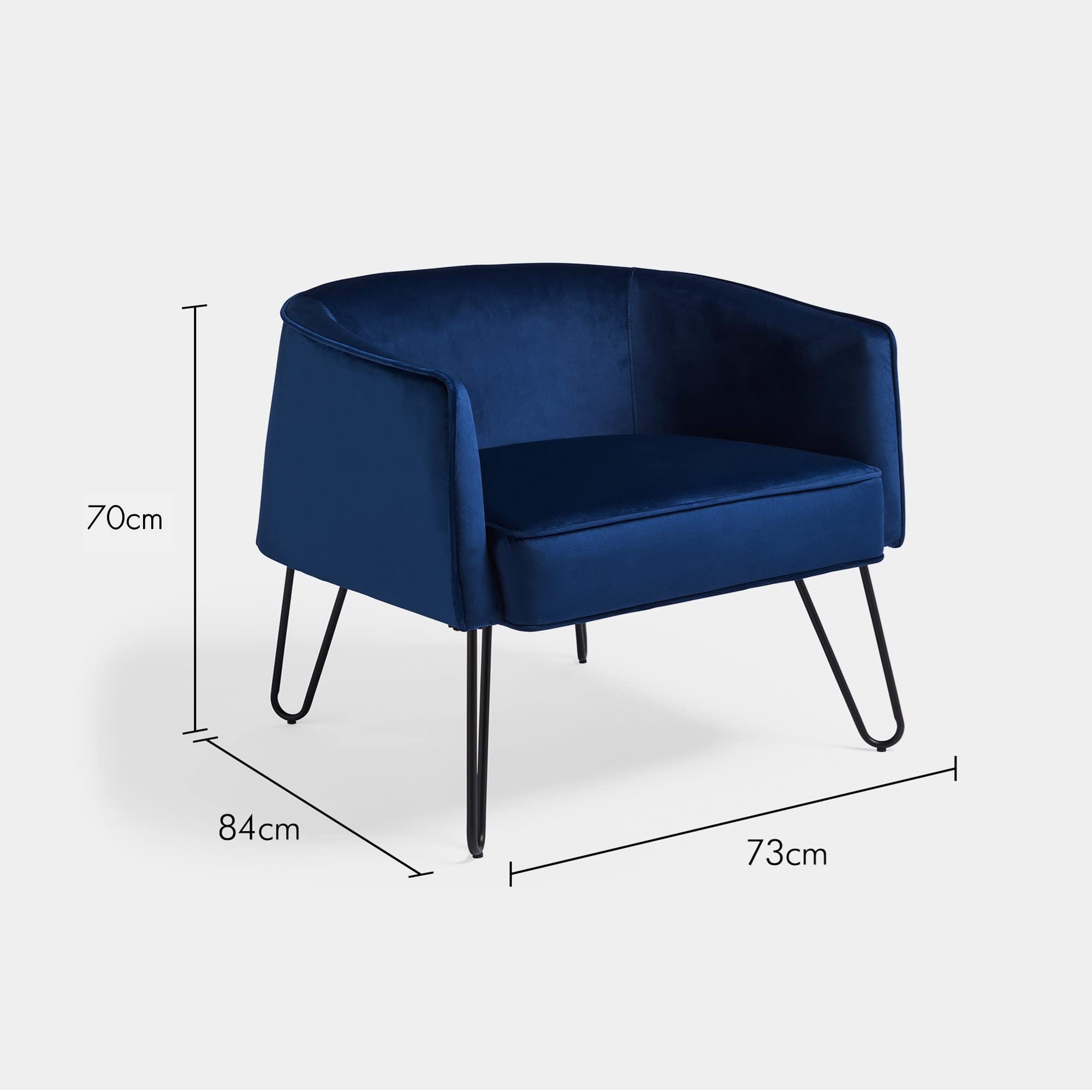 VonHaus sedia in velluto blu navy con gambe nere