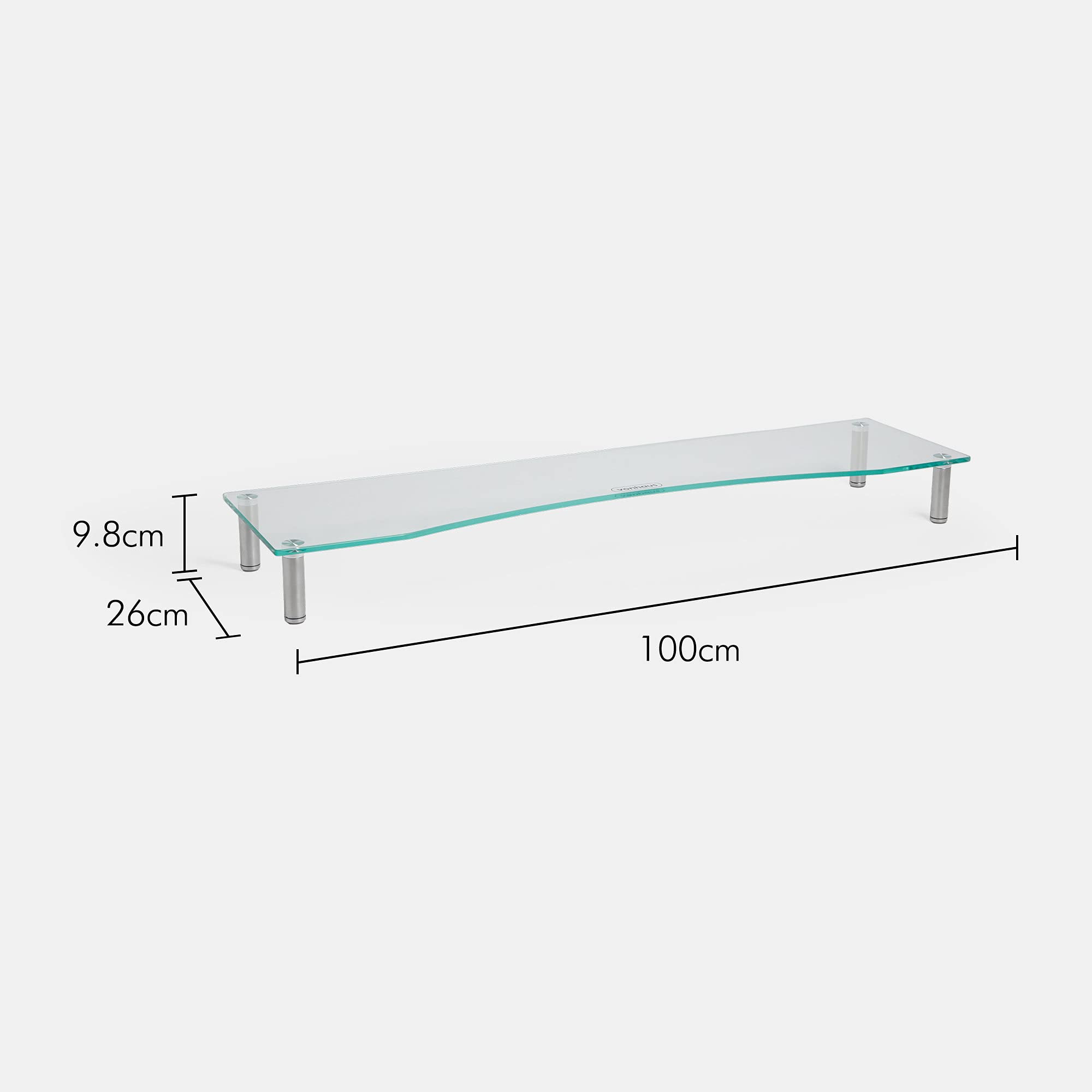 VonHaus XL supporto monitor vetro 100 cm doppio vetro temperato