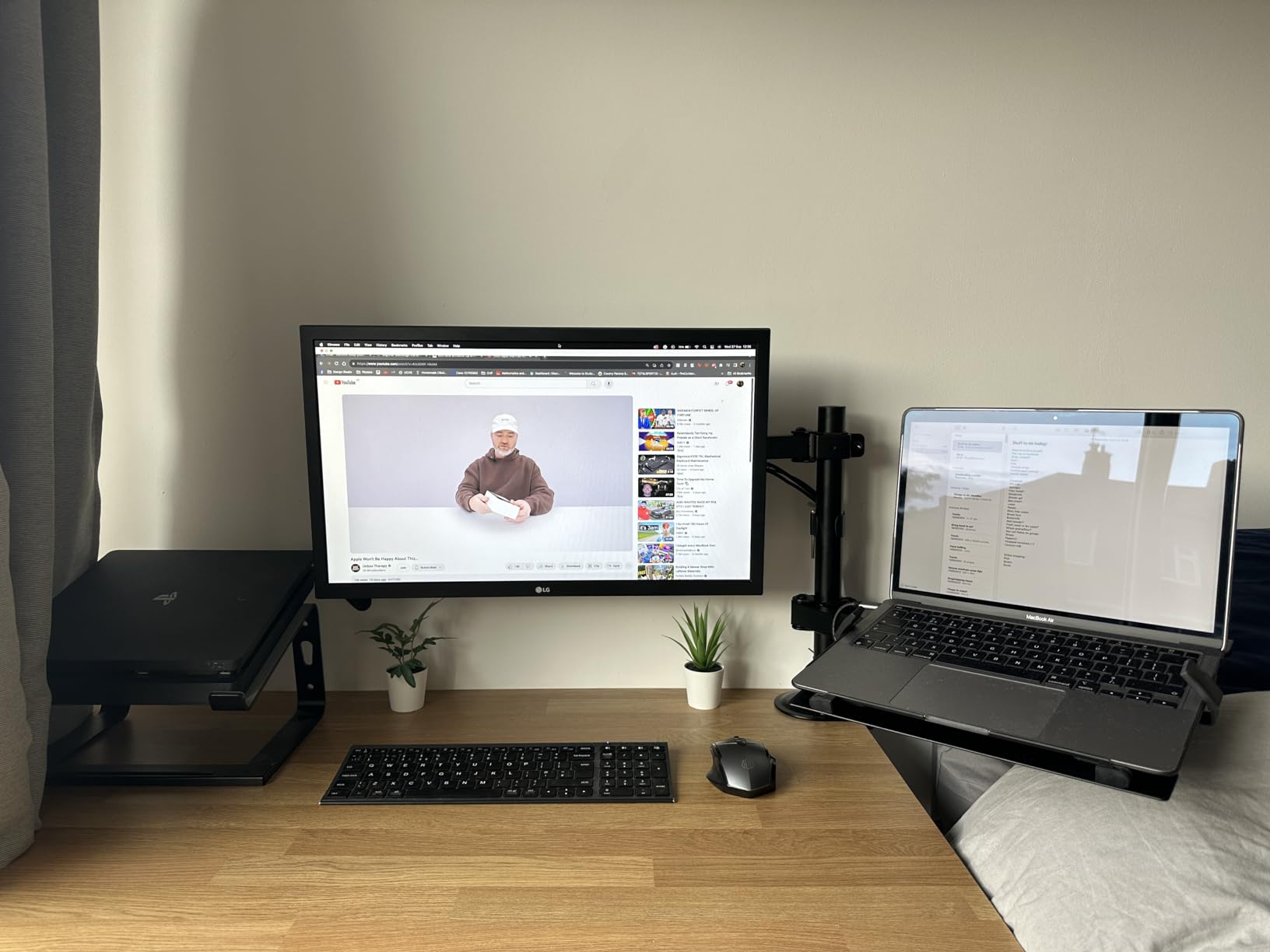 VonHaus Supporto Doppio Monitor e Laptop a Morsetto Nero