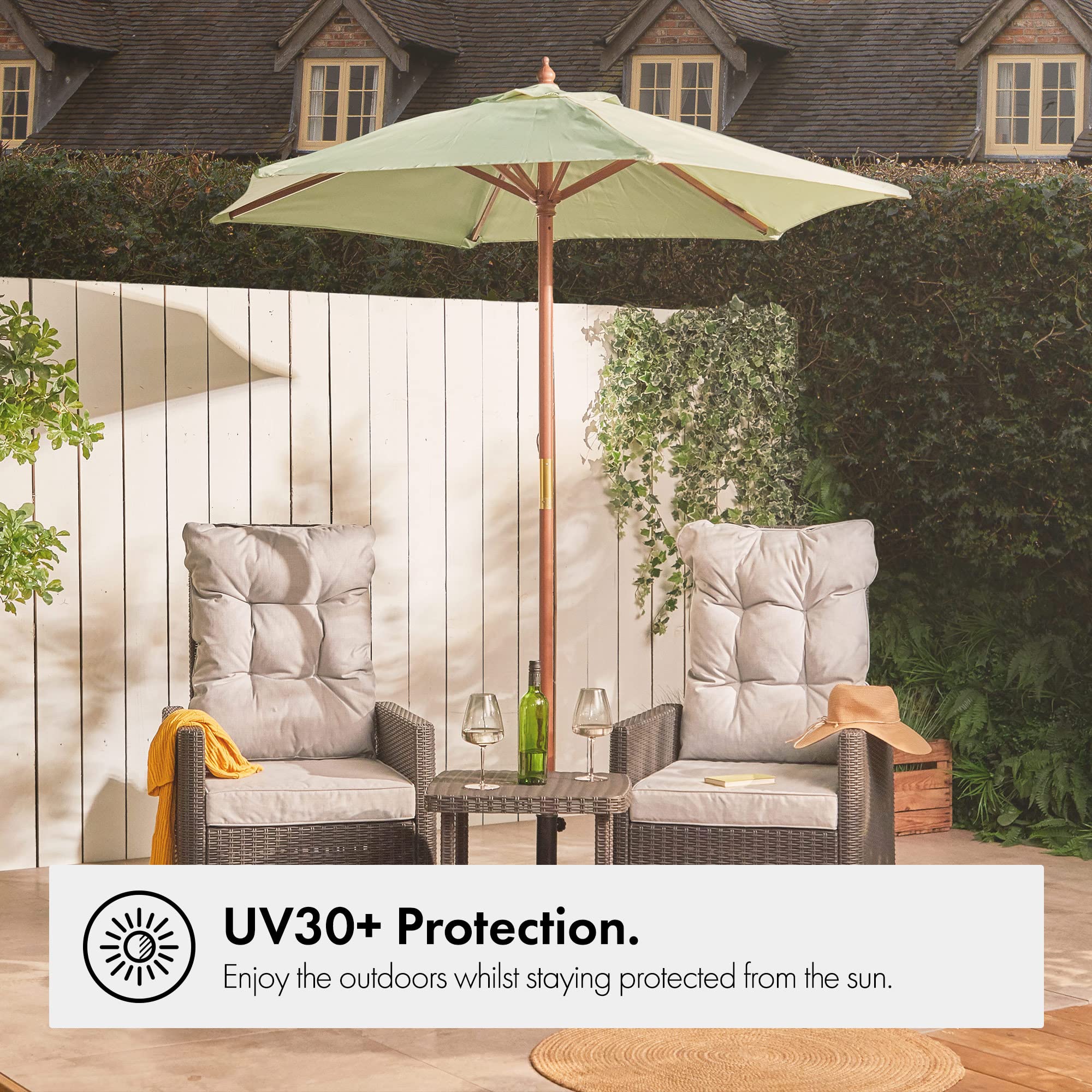 VonHaus Ombrellone legno 2 m giardino e patio