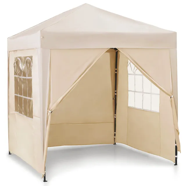 VonHaus Gazebo Pop-Up 2x2 m Impermeabile Crema con 4 Pareti
