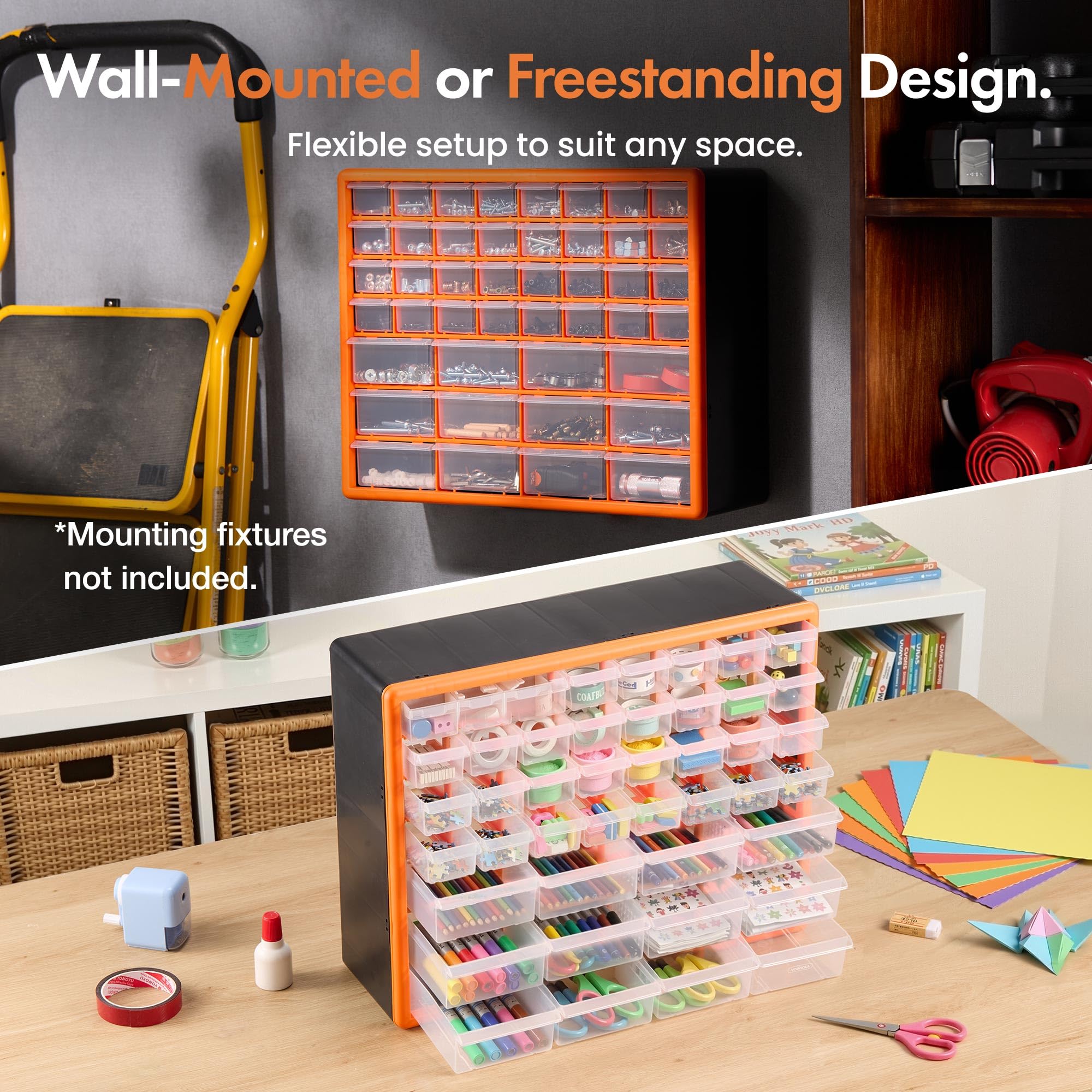 VonHaus Organizer 44 Cassettini Viti 50,5x16x39,5 cm Plastica