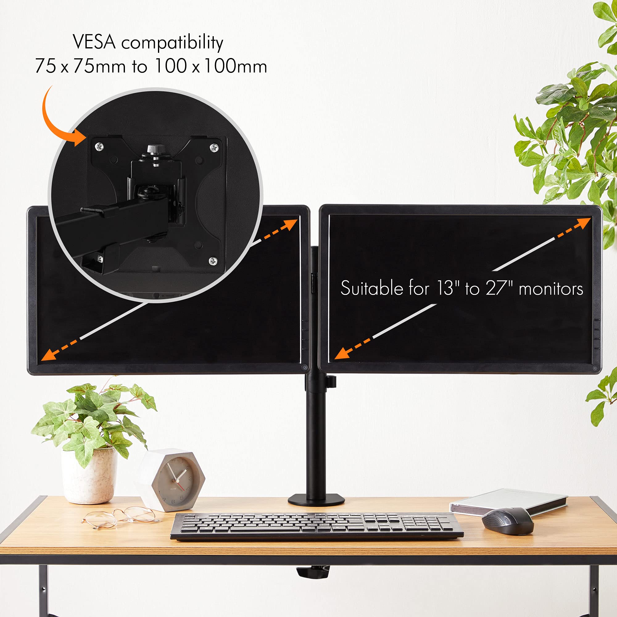 VonHaus Braccio Doppio Monitor 13-27" VESA Nero