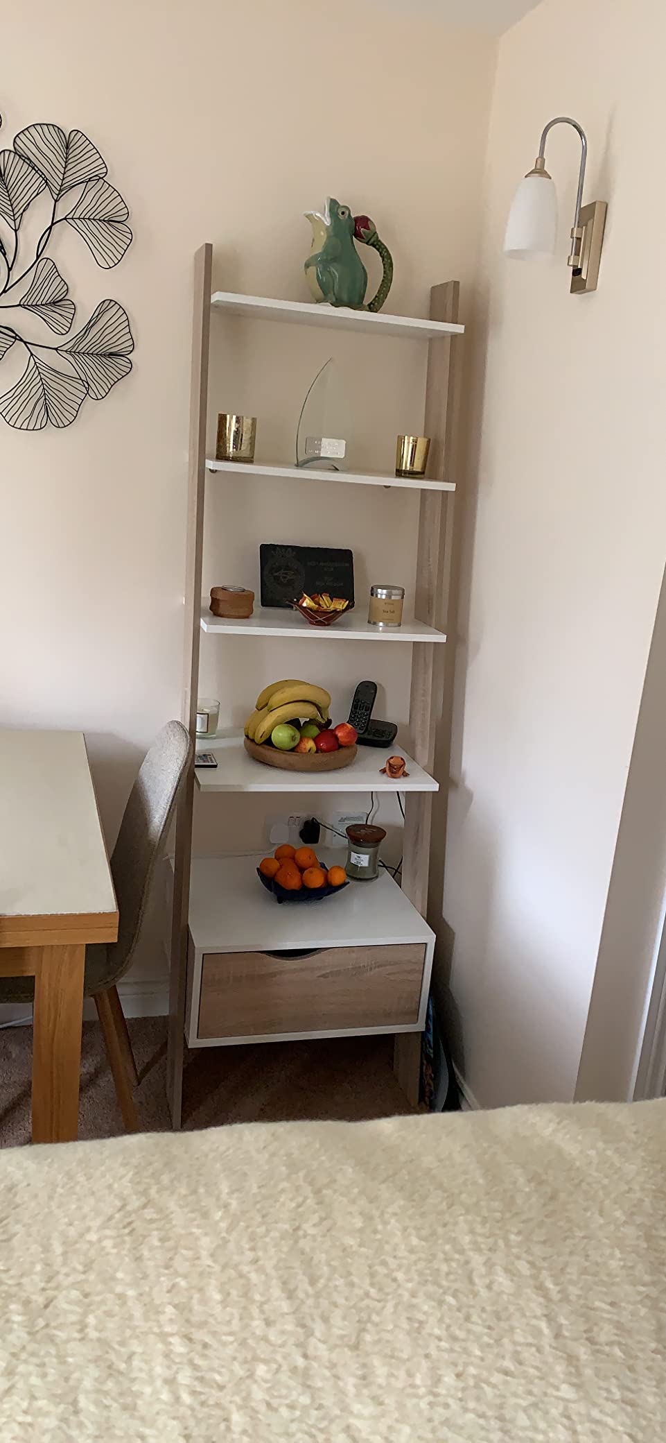 Vonhaus Libreria a Scala 5 Ripiani 1 Cassetto Bianco Rovere Sonoma