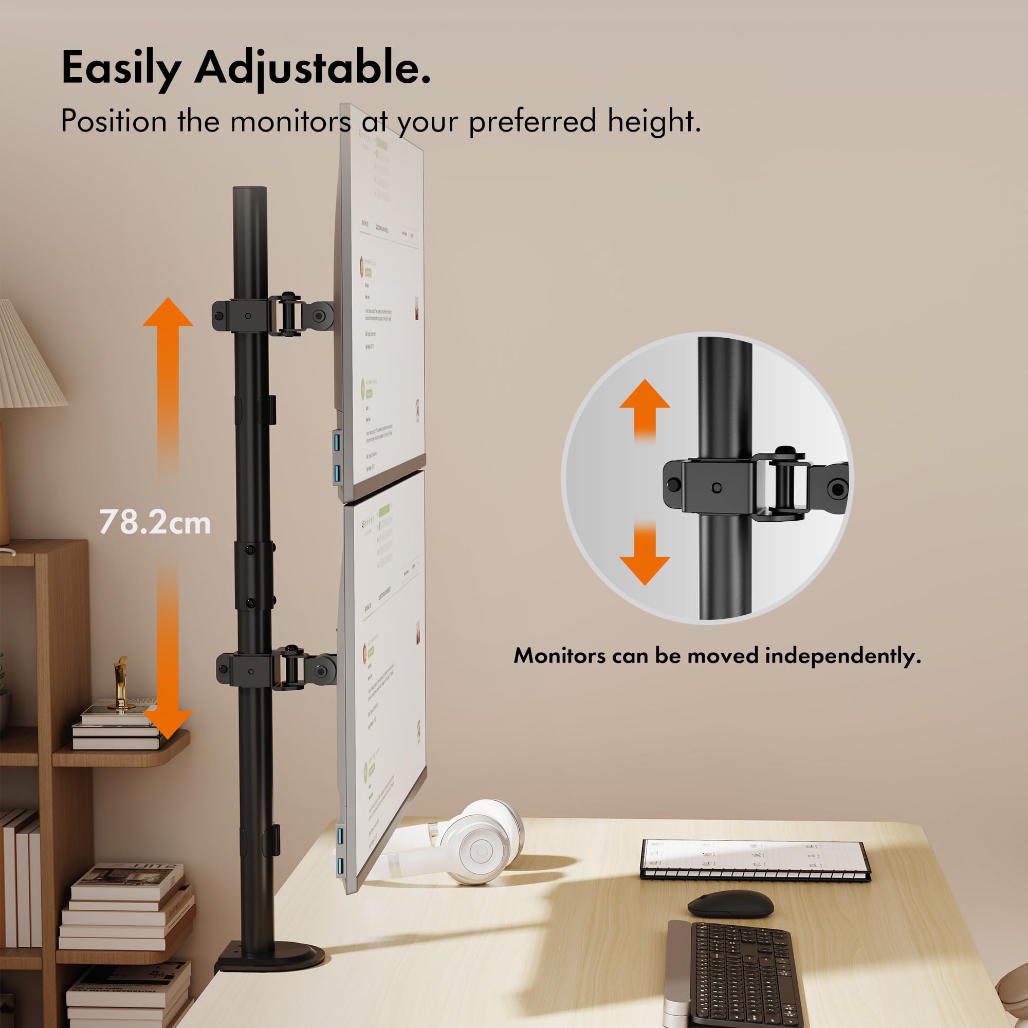 VonHaus Supporto Doppio Monitor Verticale da Scrivania VESA 8 kg