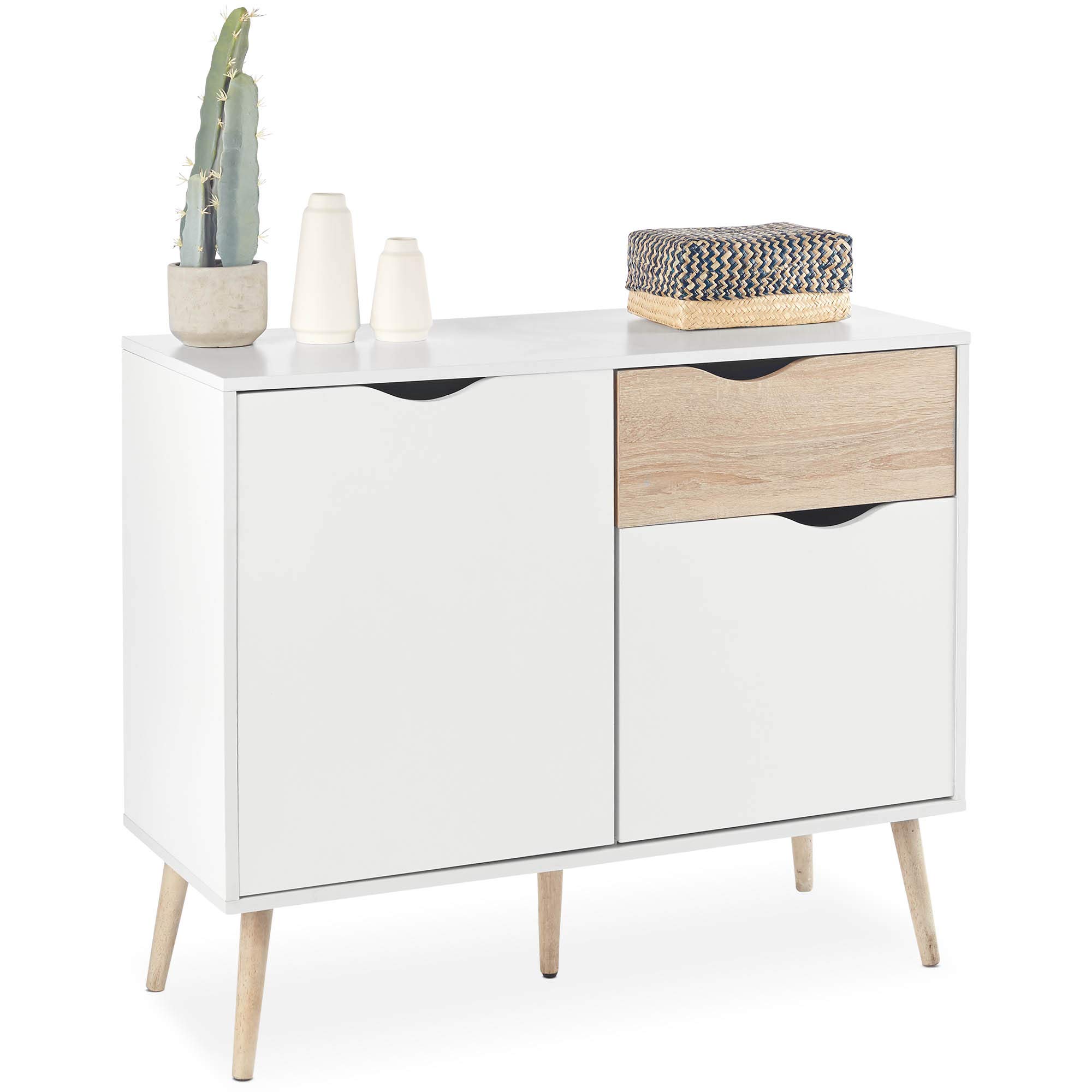 VonHaus Credenza Bianca Rovere 99 cm 1 Cassetto