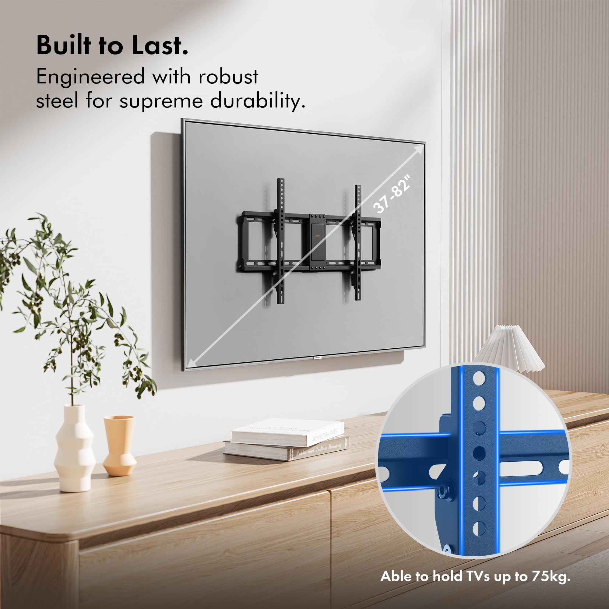 VonHaus supporto TV parete 37-82" inclinabile 60 kg slim