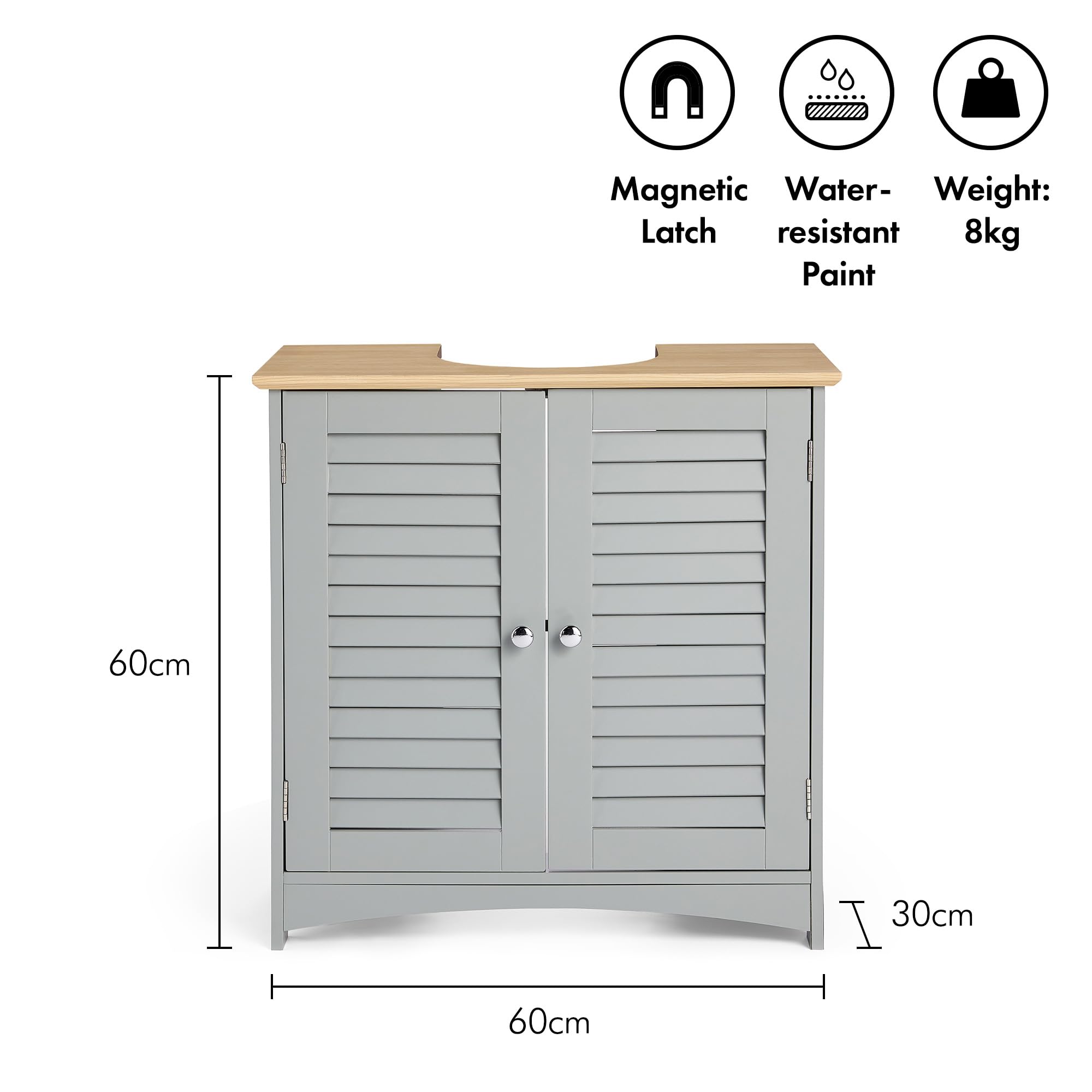 VonHaus Shrewsbury Mobile Bagno Sottolavabo Grigio 60 cm