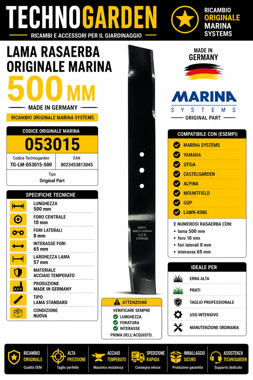Marina Systems 054016 Lama Rasaerba 500 mm acciaio
