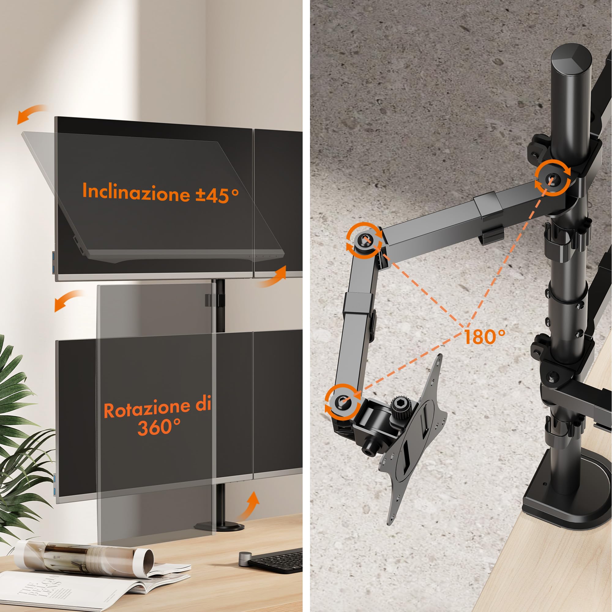 VonHaus supporto monitor 4 schermi 13-32" VESA acciaio