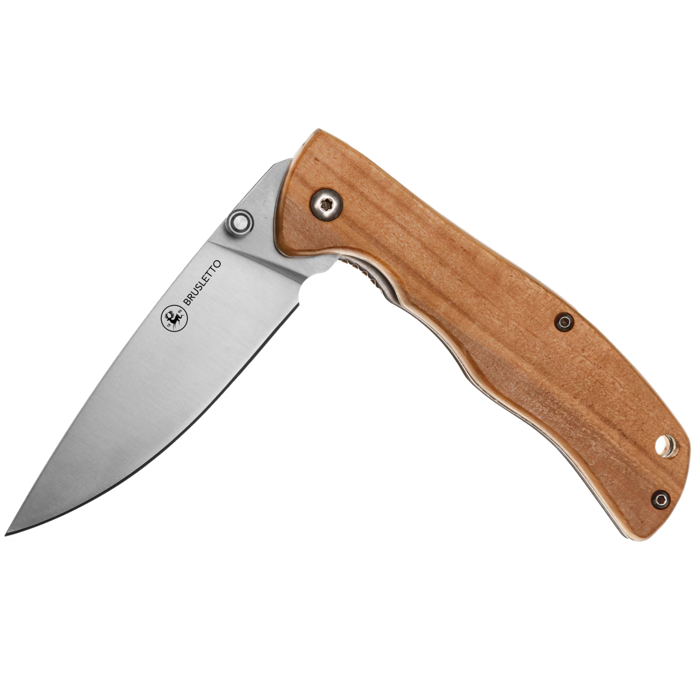 Brusletto Lierne coltello pieghevole manico ulivo acciaio inox