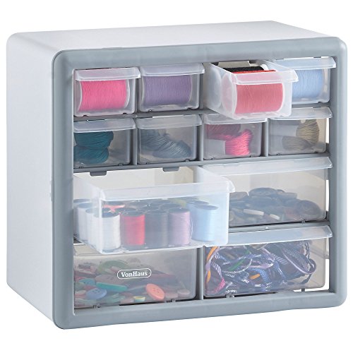 VonHaus Organizer 12 cassetti portaviti da parete grigio