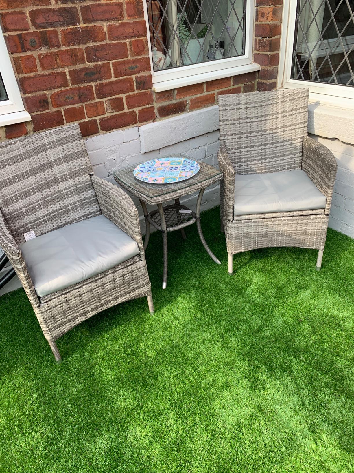 VonHaus Set Giardino Rattan 3 Pezzi Grigio con Vetro