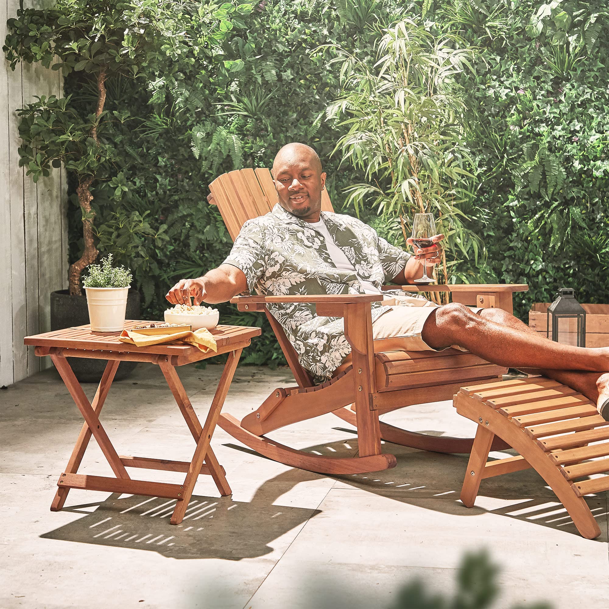VonHaus Adirondack sedia a dondolo acacia oliata 150 kg