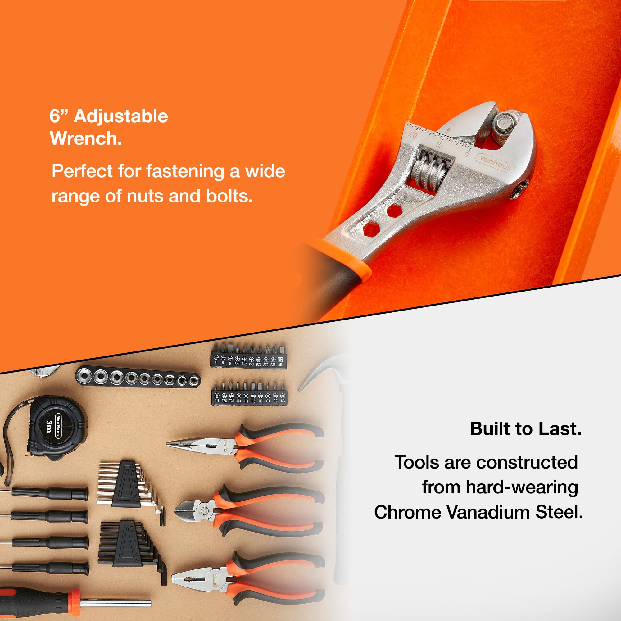 VonHaus Kit Attrezzi Casa 92 Pezzi con Borsa