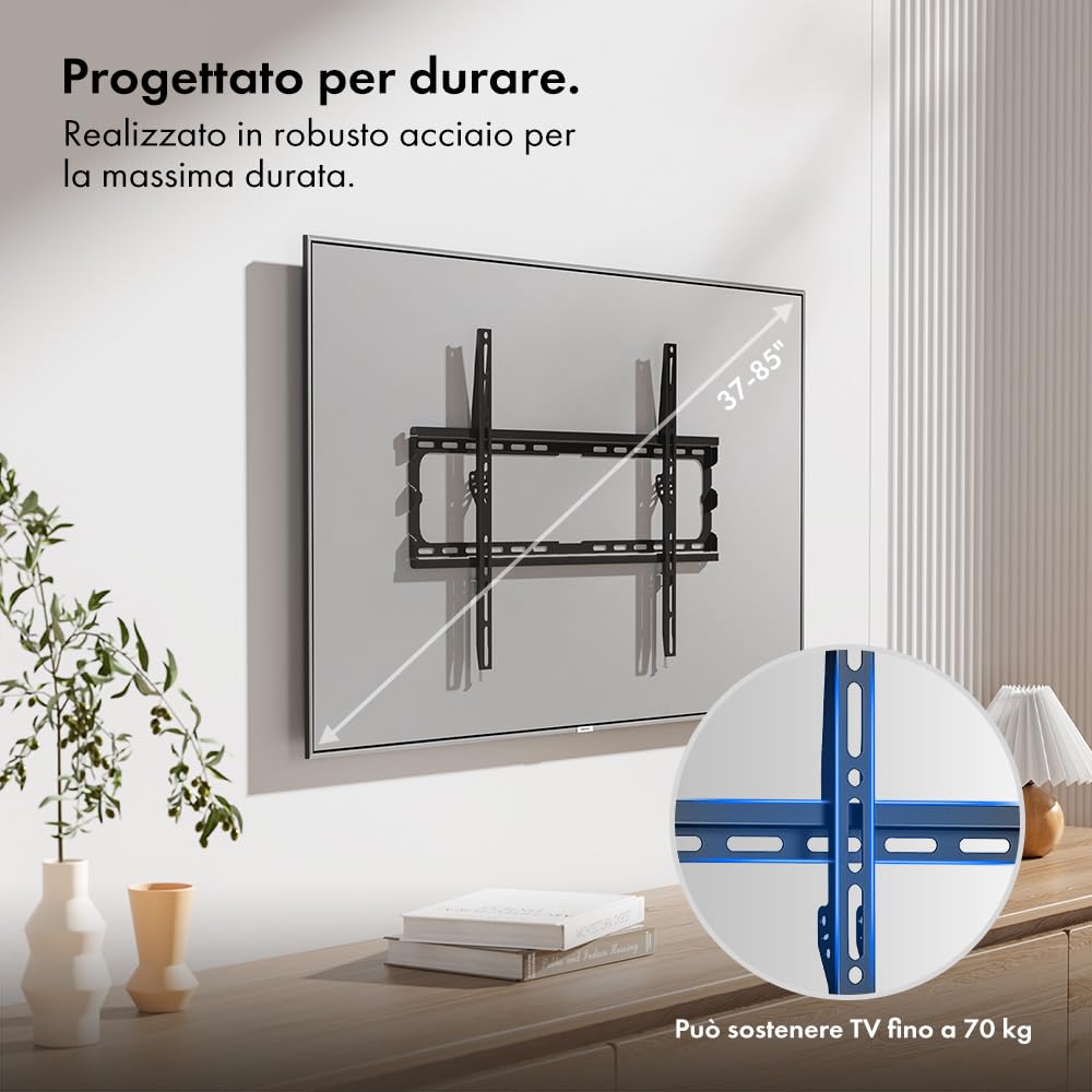 Vonhaus staffa TV parete fissa 37-85 pollici 70kg