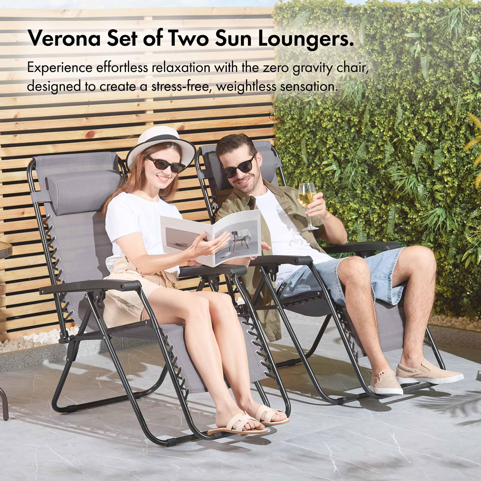 VonHaus Zero Gravity set 2 sdraio giardino textilene grigio