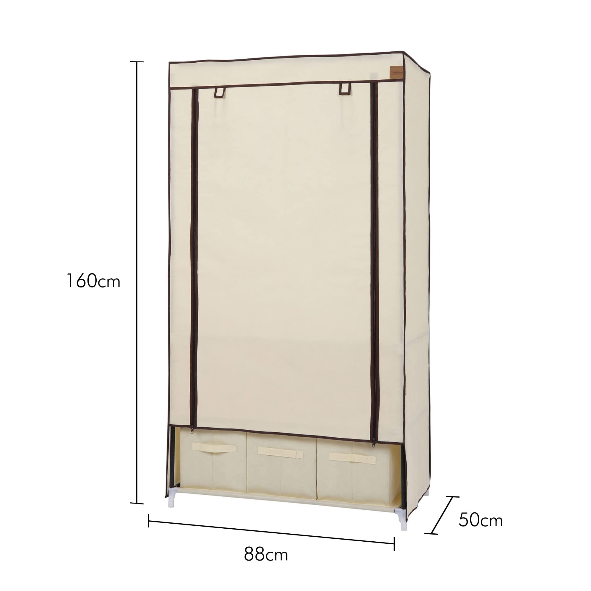 VonHaus Doppia Tela armadio in tela beige 3 cassetti